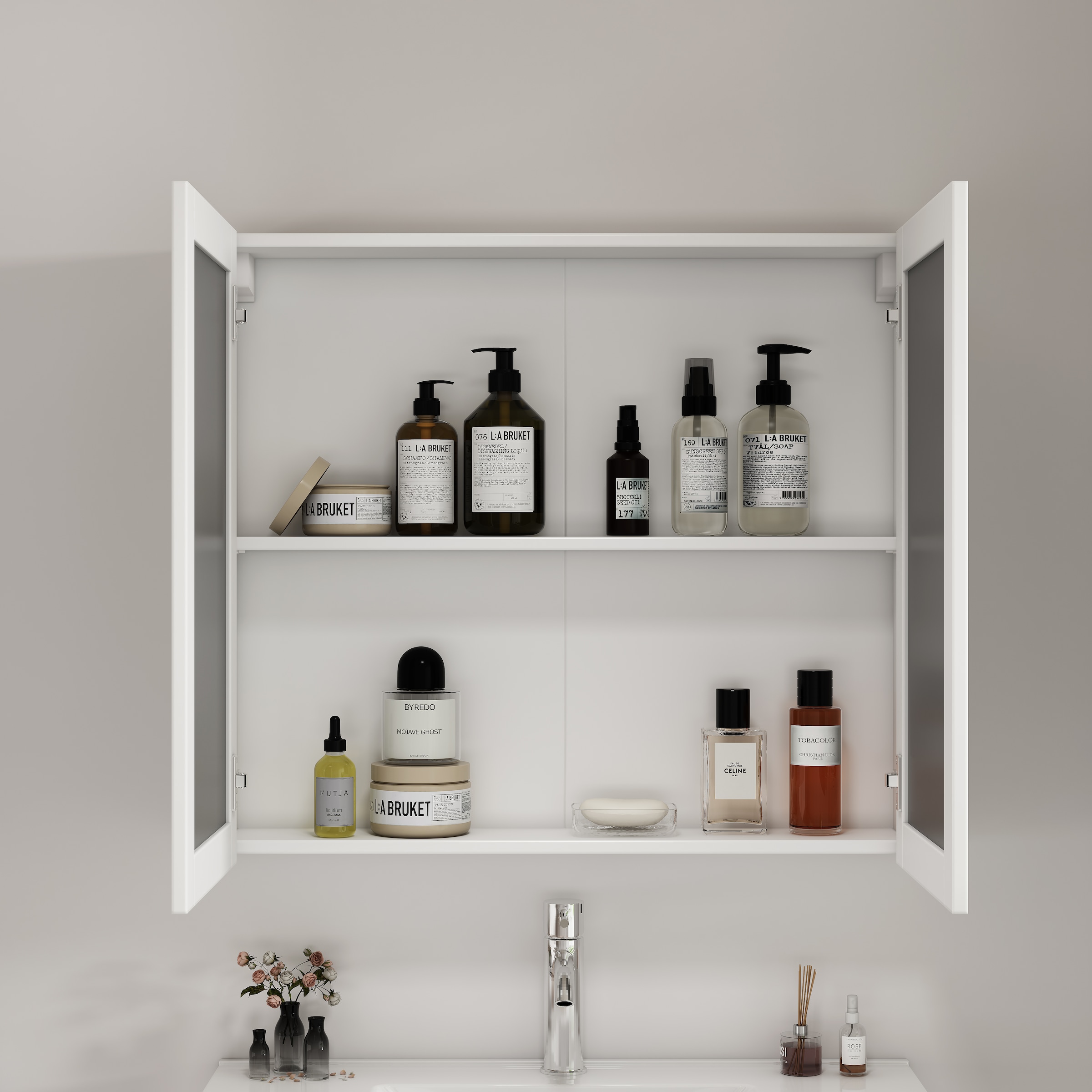 welltime Spiegelschrank »AMSTERDAM« platzsparender Spiegelschrank mit individuell verstellbarem Regalboden