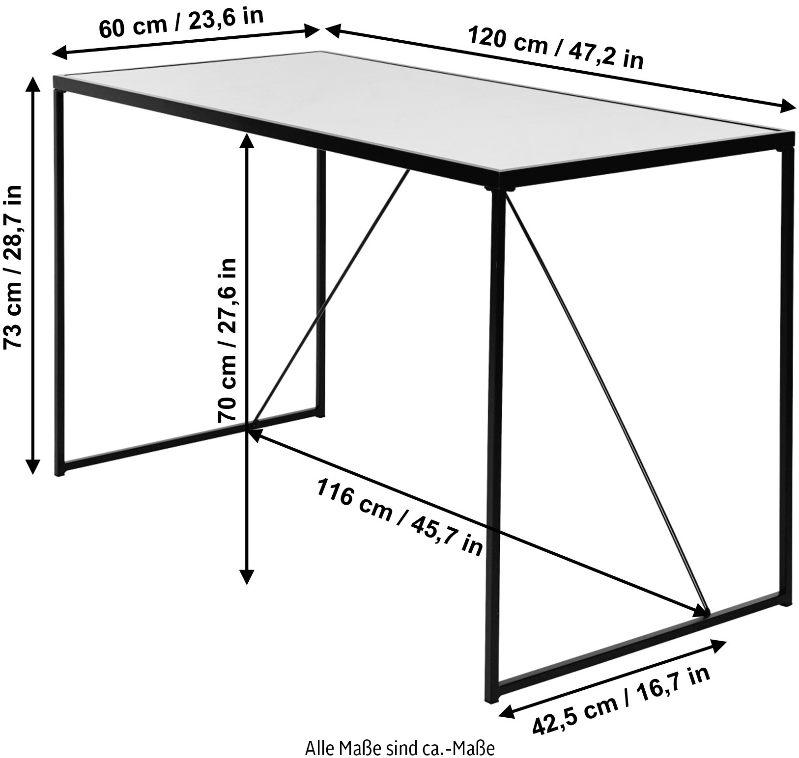 Jahnke Schreibtisch »GLAM DESK«, (1 St.), Sicherheitsglas