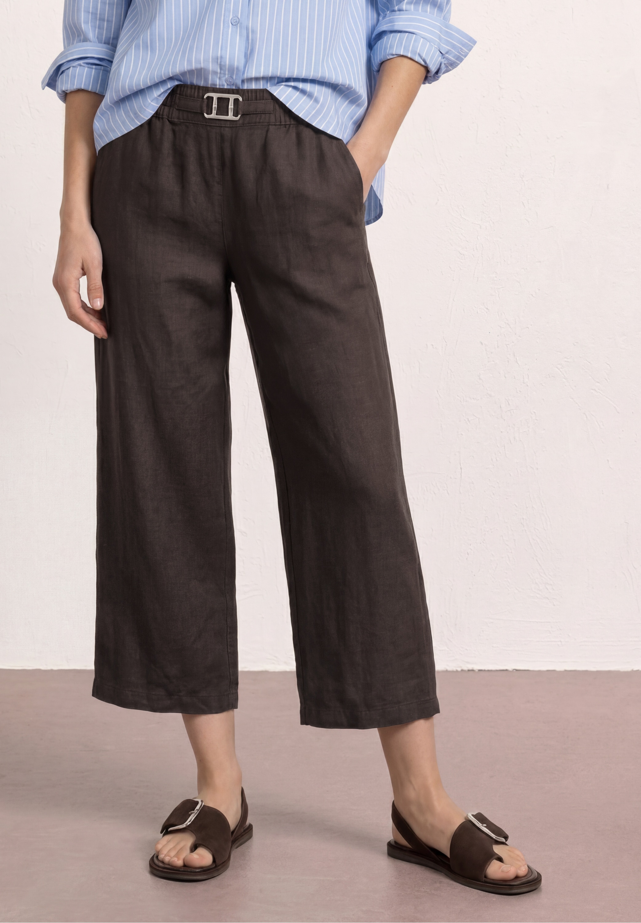 STREET ONE Stoffhose »Style Emee«  Leinenhose mit Schnallendetail