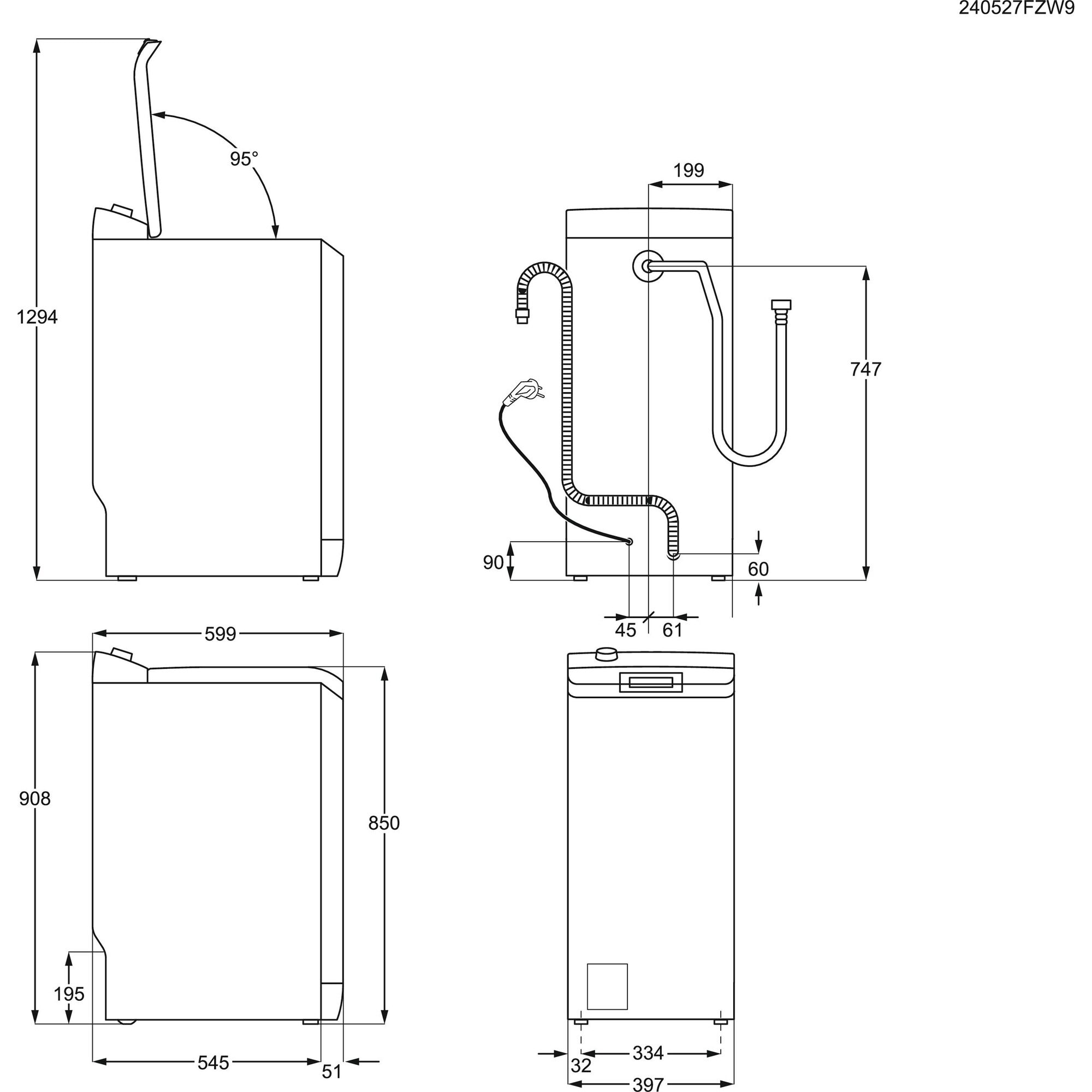 AEG Waschmaschine Toplader »LTR8S80370« 7 kg MattSchwarz‑Toplader mit PowerClean: gründliche Fleckenlösung bei 30°C