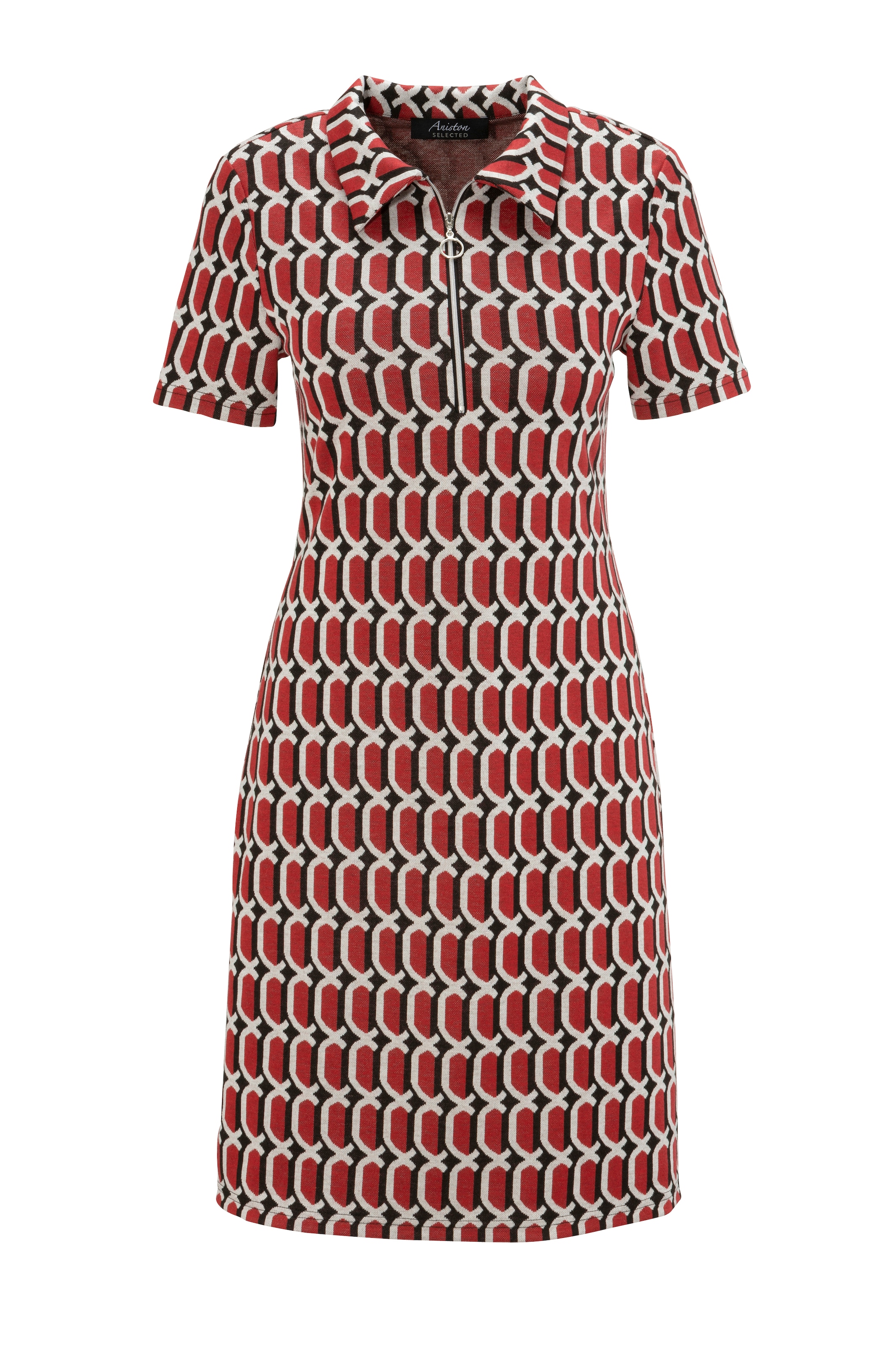 Aniston SELECTED Jerseykleid, mit kaufen KOLLEKTION NEUE - Reißverschluss silberfarbenem