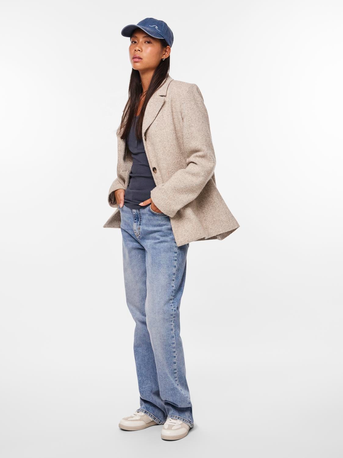 pieces Kurzarmshirt »PCKITTE SS TOP NOOS BC« Baumwollmischung, slim fit