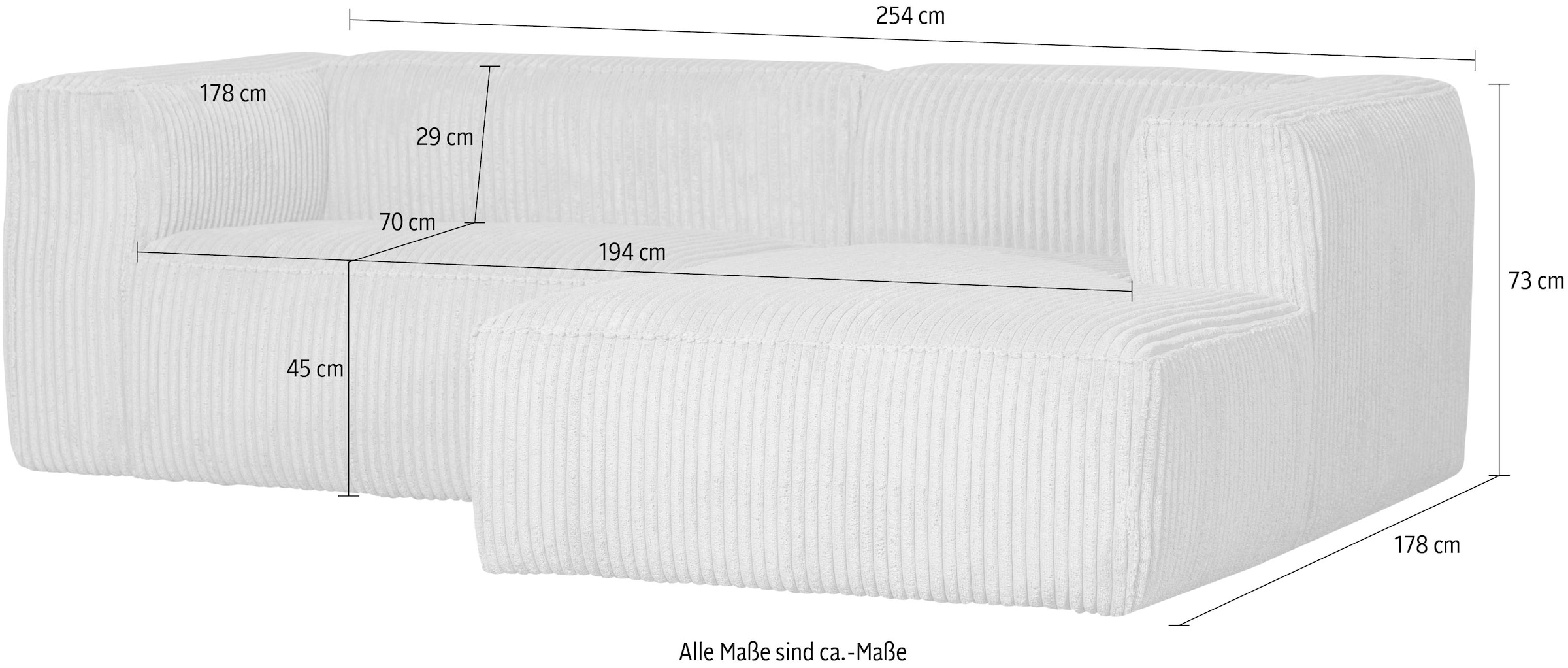 WOOOD Ecksofa »Bean«, Chaiselongue-Sofa, Breite 254 cm