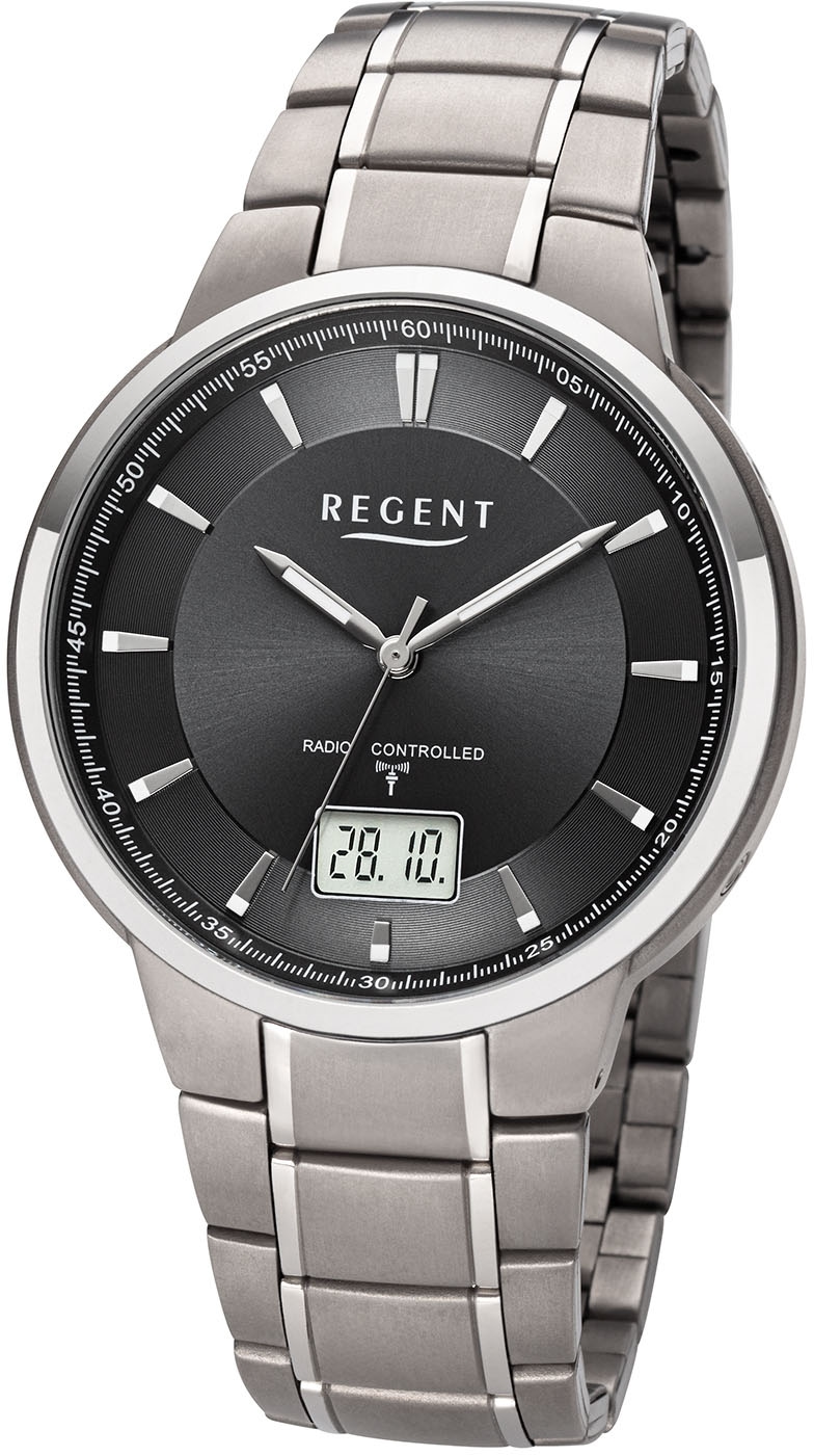 Regent Funkuhr »FR269 - 1912.90.95«, Quarzuhr, Armbanduhr, Herrenuhr, Datum günstig online kaufen