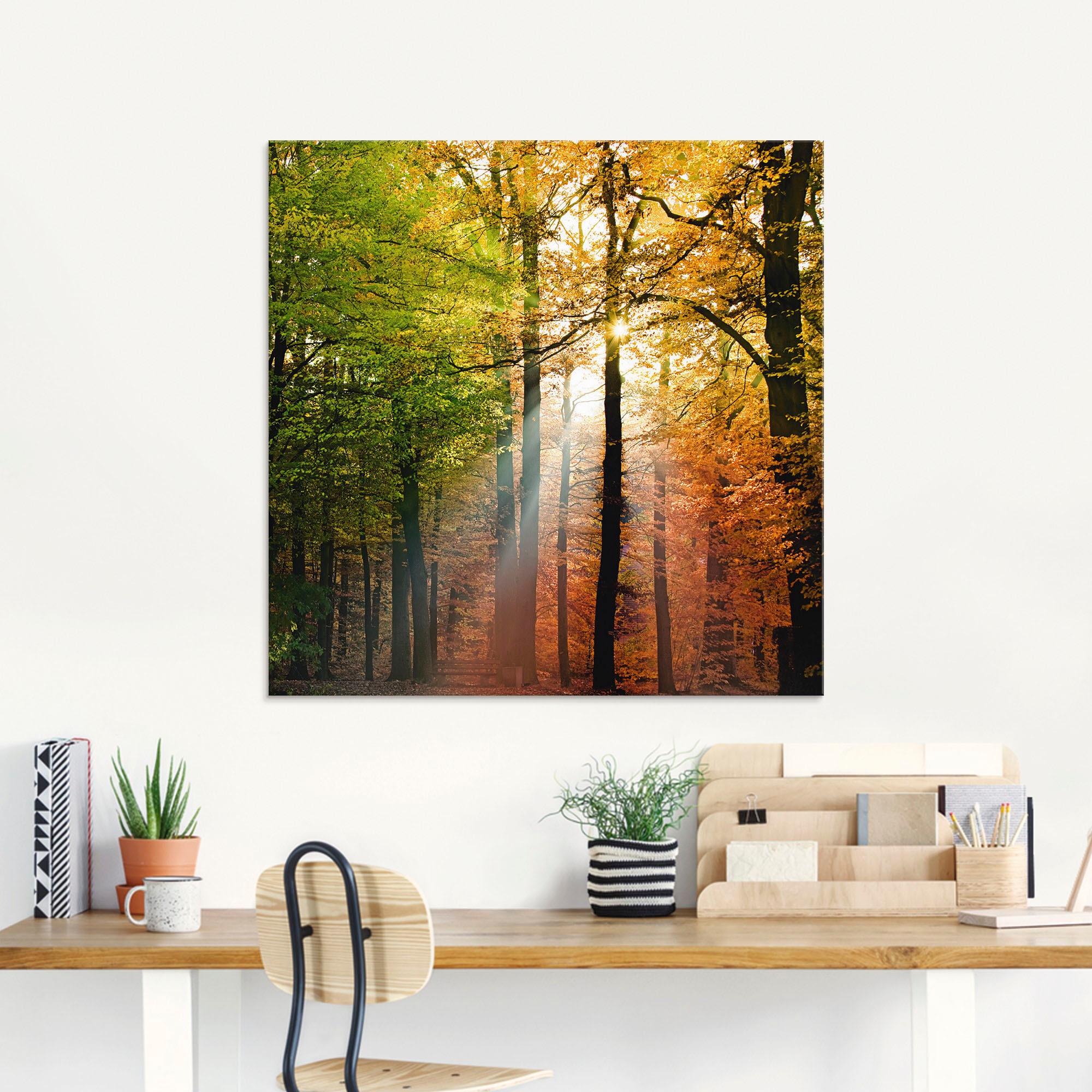 Artland Glasbild »Schöner Herbsttag 2«, Wald, (1 St.), in verschiedenen Grö günstig online kaufen