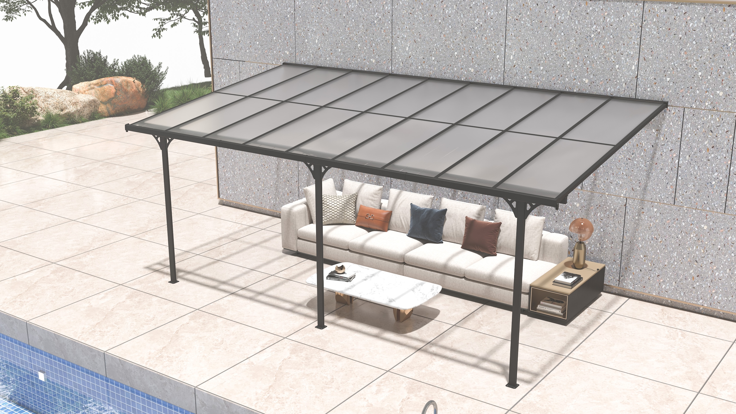WESTMANN Terrassendach »Bruce«, Rahmen aus pulverbeschichtetem Aluminium, schwarz