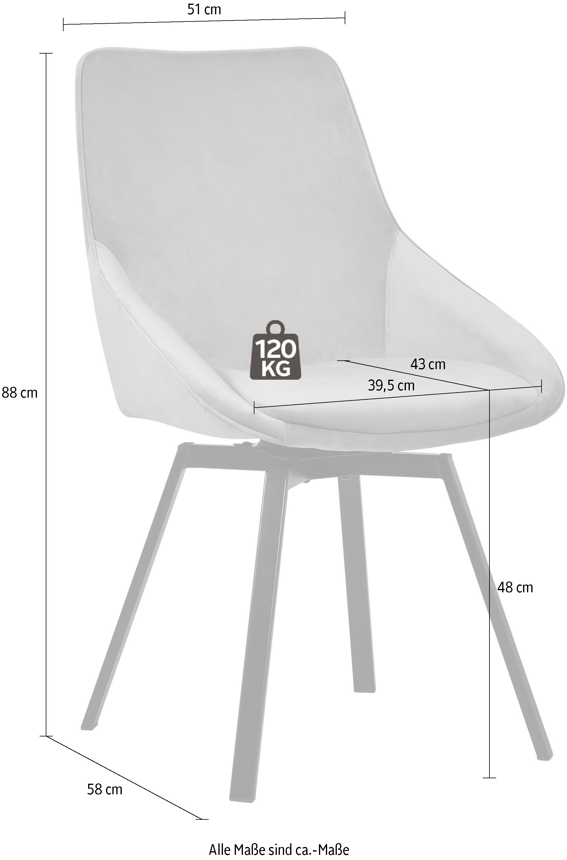 INOSIGN Esszimmerstuhl »Merisa«, (Set), Luxus-Microfaser, 2er-Set mit gepolstertem Sitz und Rückenlehne, Drehstuhl