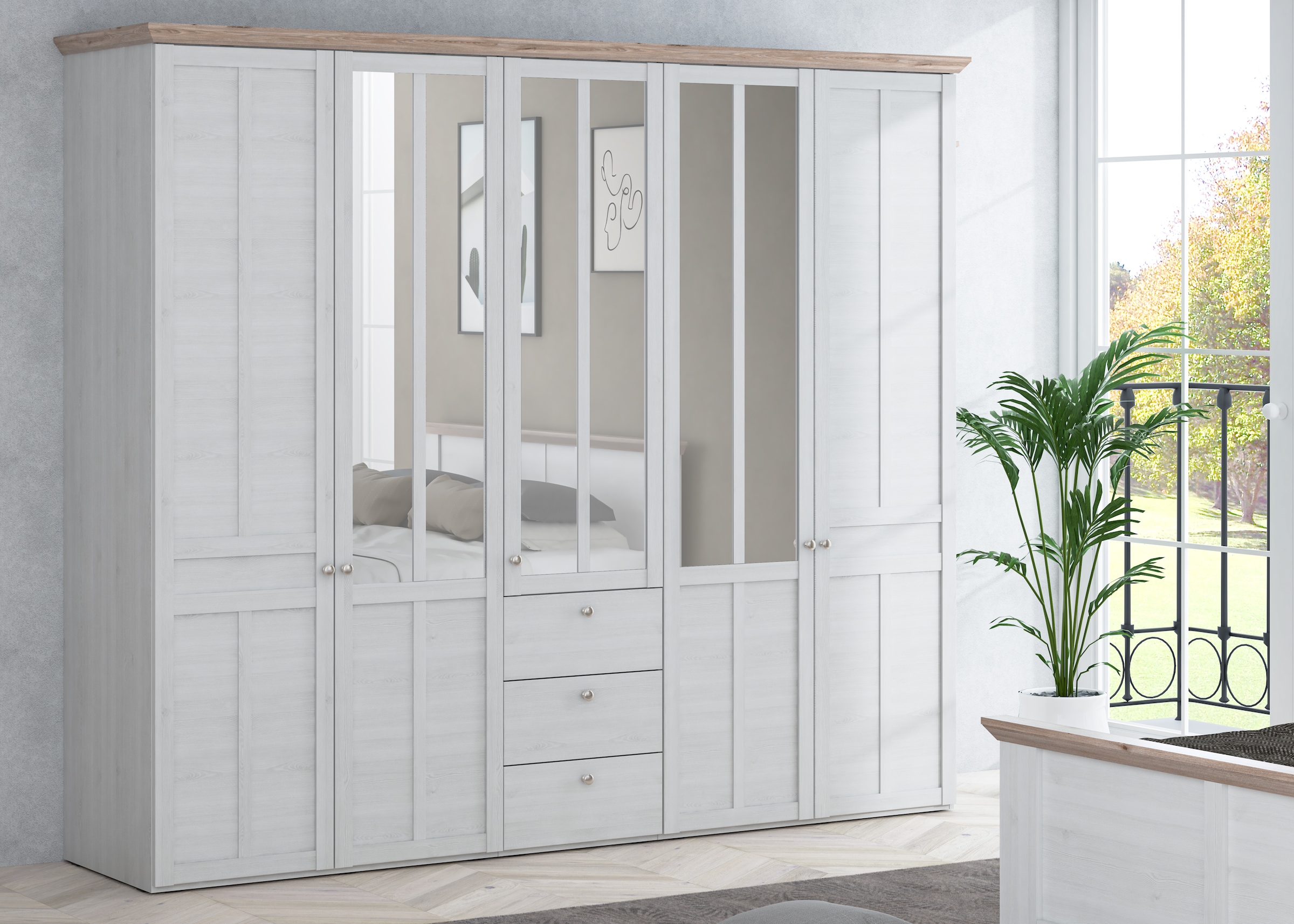 FORTE Kleiderschrank »Iloppa«, (Maße: B/H/T ca. 155x192,6x57,3 cm), im Landhausstil