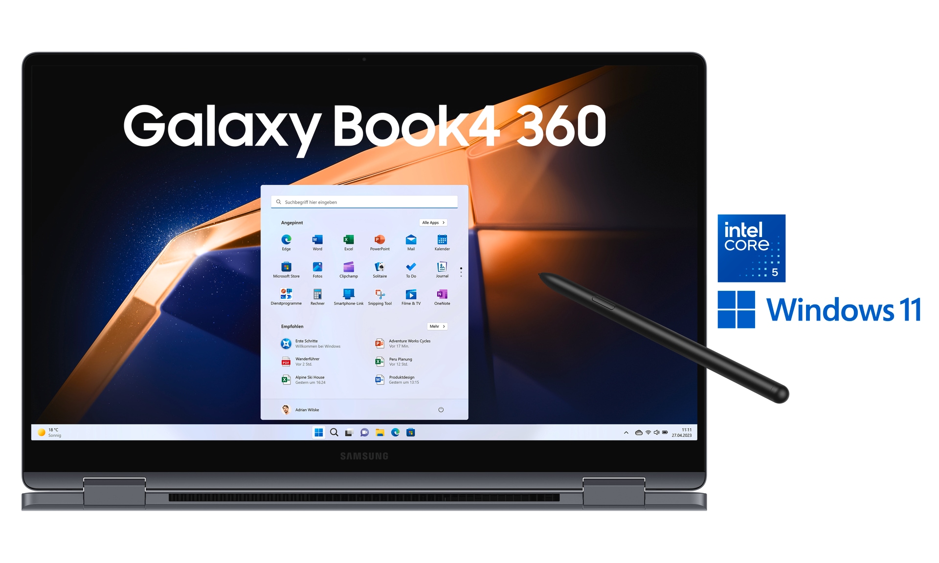 Samsung Convertible Notebook »NP750Q Galaxy Book4 360 15''«, 39,6 cm, / 15,6 Zoll, Intel, Core 5, 256 GB SSD, Intel Core 5 120U Prozessor, 16 GB + 256 GB