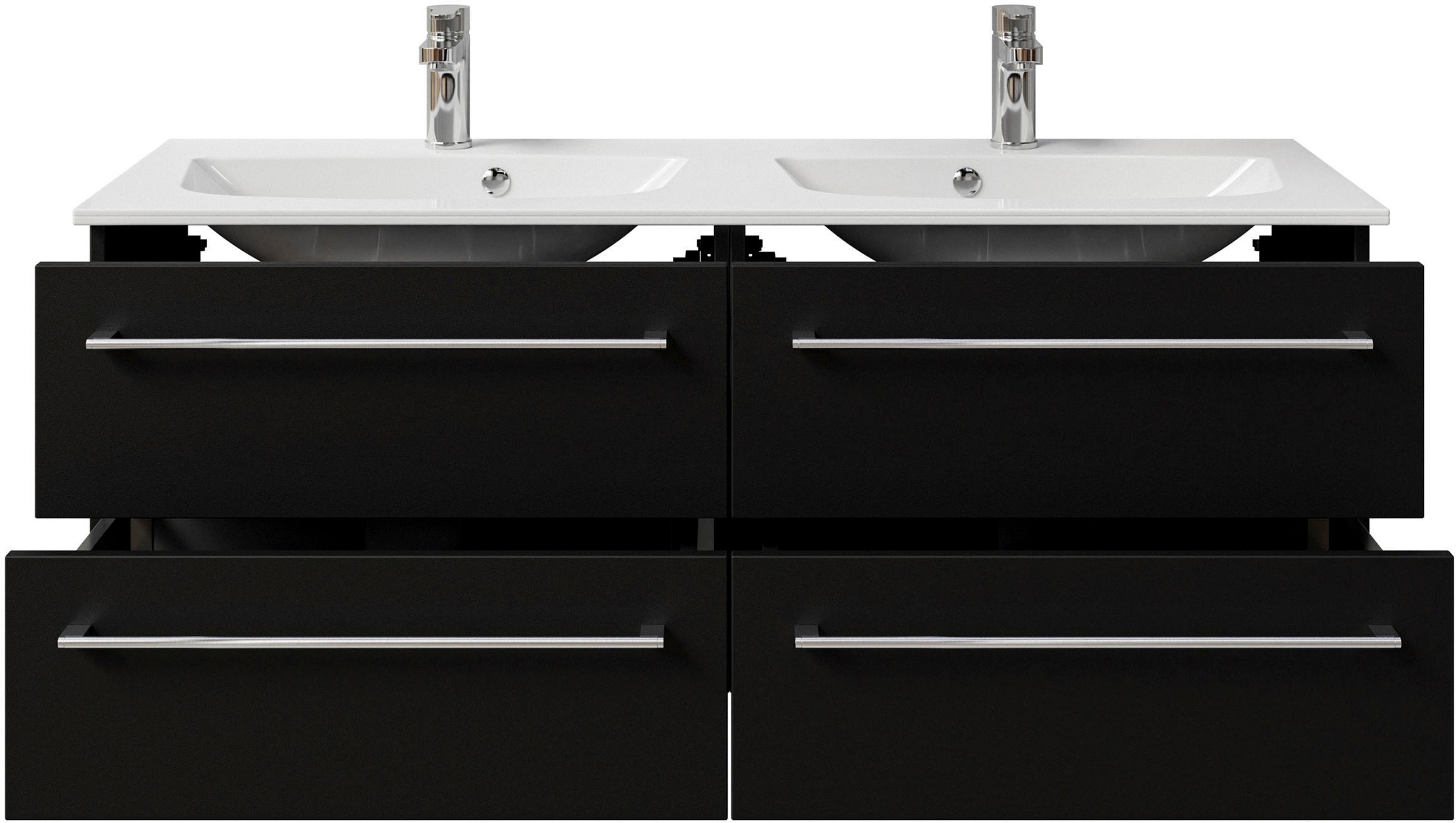 Saphir Waschtisch »Serie 6025 Mineralmarmor-Waschtisch mit Unterschrank, 132 cm breit«, Doppel-Waschplatz mit 4 Schubladen, hängend, verschiedene Ausführungen