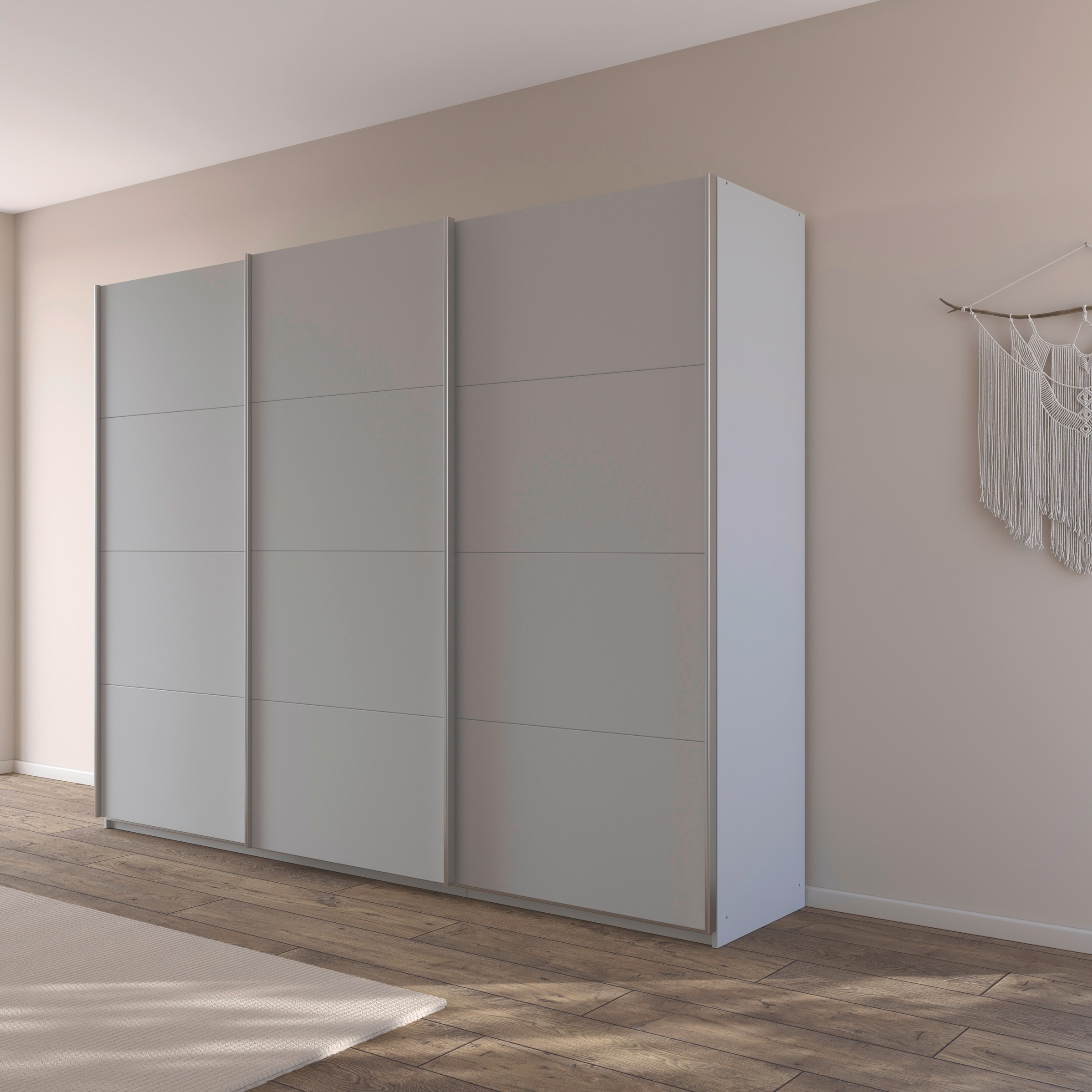 rauch Schwebetürenschrank »Kleiderschrank Schrank Garderobe AGORDO mit Dekor- oder Hochglanzfront«, (in zwei Griff-Farben), durchdachte Innenausstattung, in 4 Breiten und 2 Höhen MADE IN GERMANY