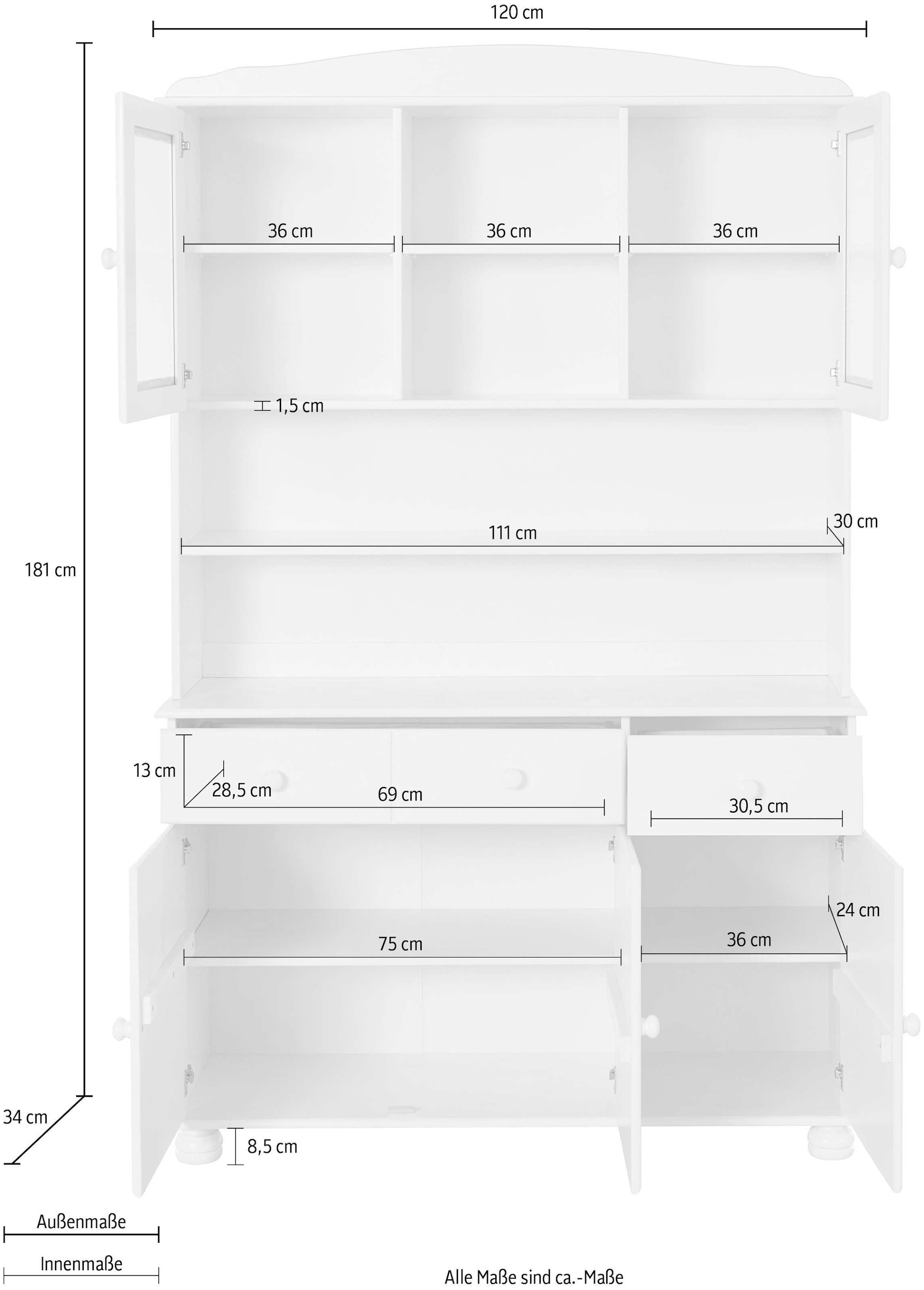 Schubladen viel hinter kaufen Mit affaire (2 2 online Türen, 181cm »Mette«, Buffet und St.), 4 Höhe Home Stauraum