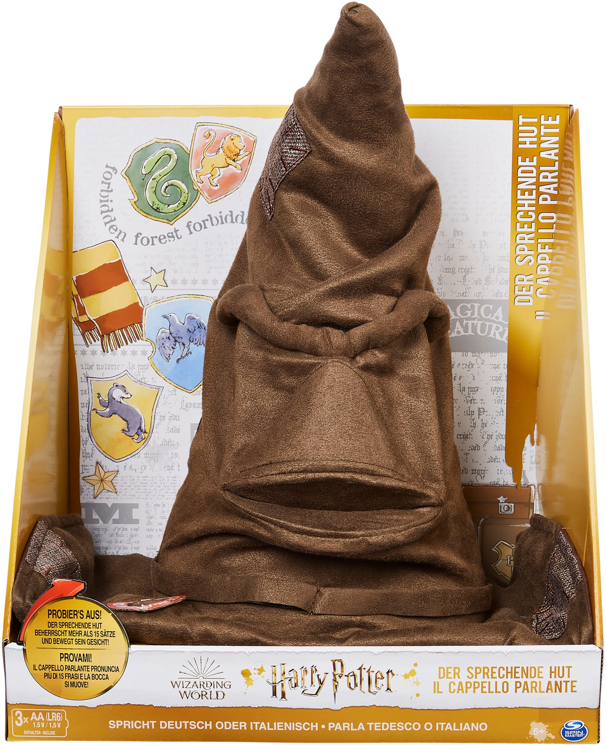 Spin Master Spielfigur »Wizarding World - Sprechender Hut (zweisprachig DE+IT)«, mit Geräuschen und Bewegungen
