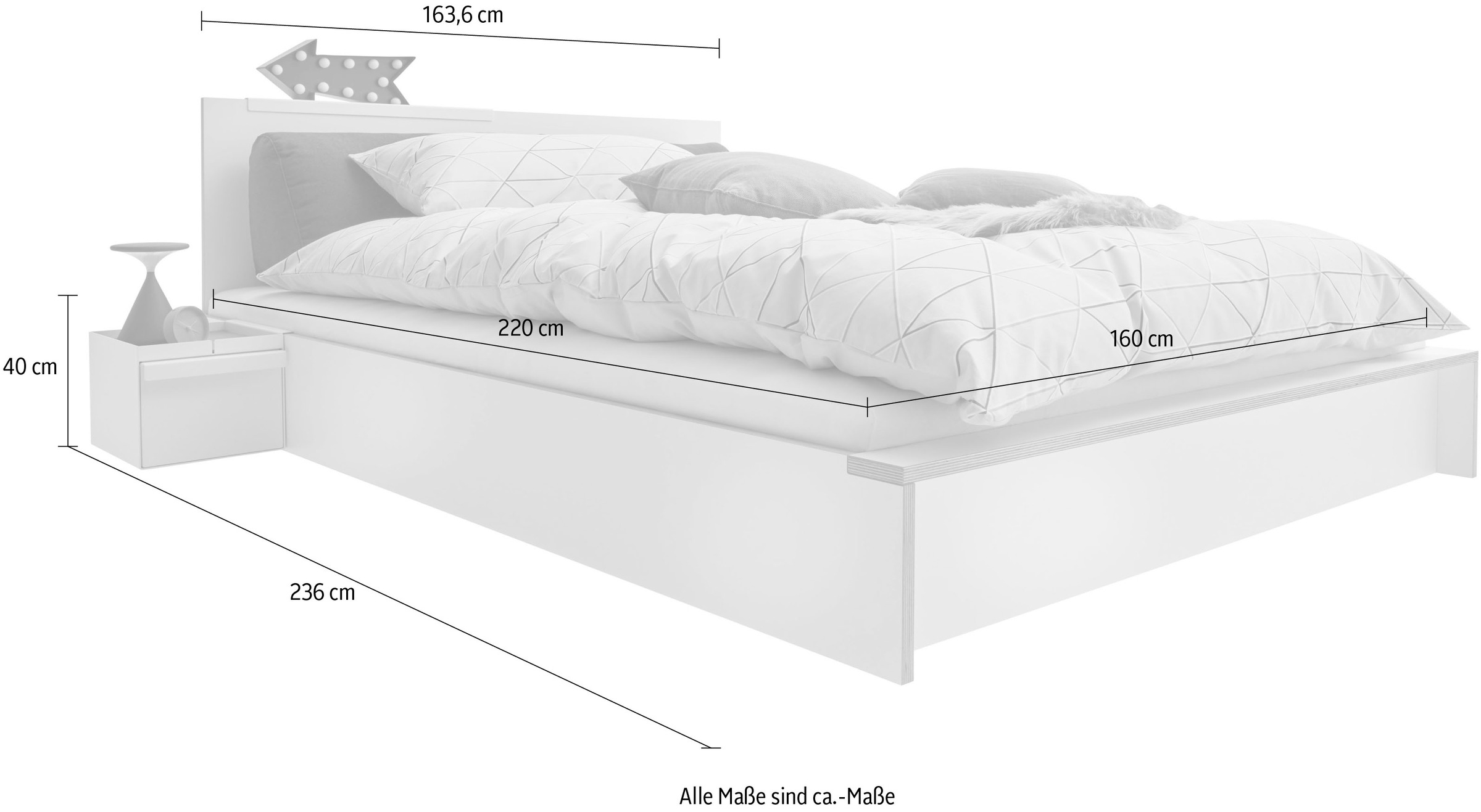 8. Bild von Müller SMALL LIVING Holzbett »FLAI HIGH«, Überlänge Liegefläche 220 cm, Komfort Höhe 40 cm ohne Kopfteil