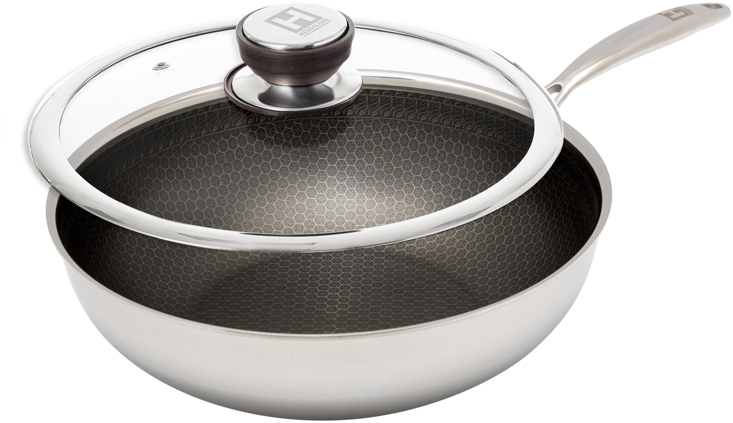 HENSSLERS Wok »HENSSLERS Edelstahl Wok inkl. Glasdeckel, Ø 28 cm«, Edelstah günstig online kaufen