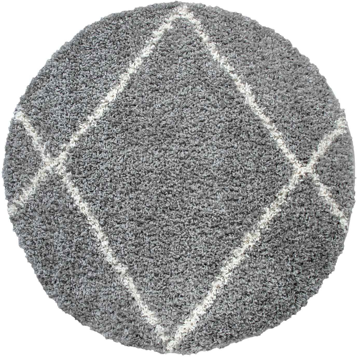 Paco Home Hochflor-Teppich »Kalmar 442«, rund, 40 mm Höhe, Scandi Design, Rauten Muster, weich & kuschelig