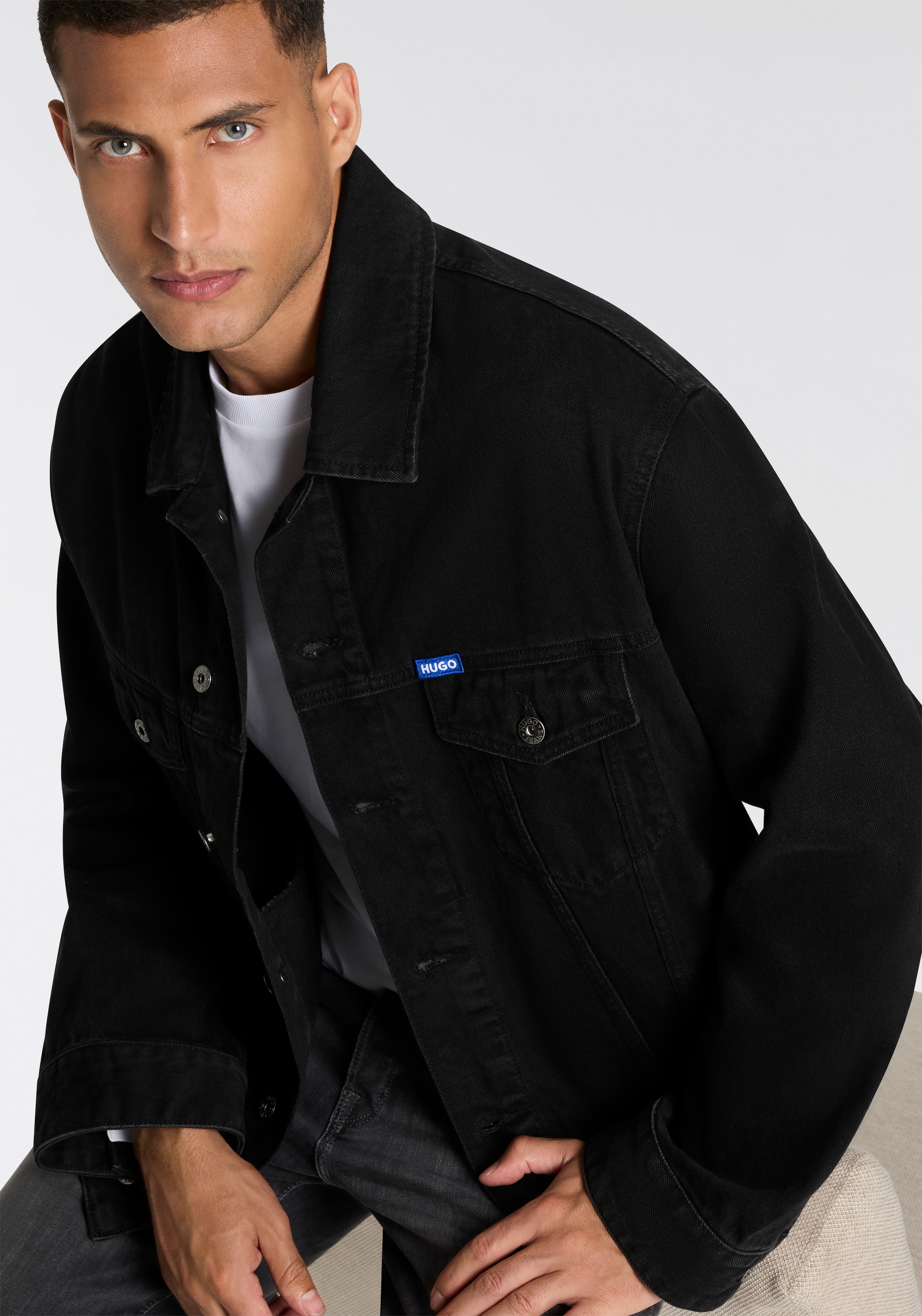 HUGO Blue Jeansjacke »Kirkby«, mit Logo-Details, regular-fit