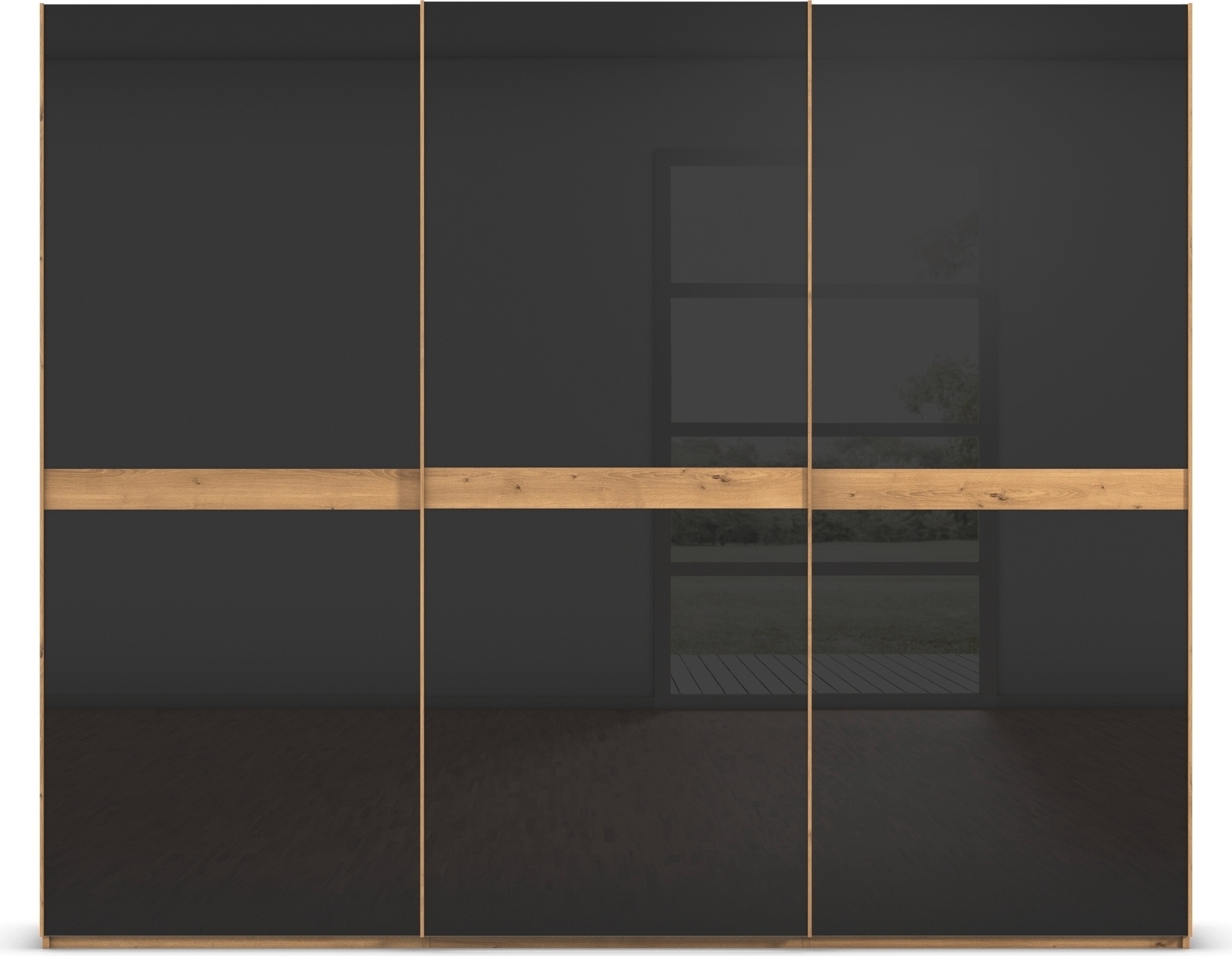 rauch Schwebetürenschrank »Kleiderschrank Schrank Garderobe Schlafzimmerschrank SCALE-LINE«, edle Optik mit Bauchbinde in Korpusfarbe mit Glasfront MADE IN GERMANY