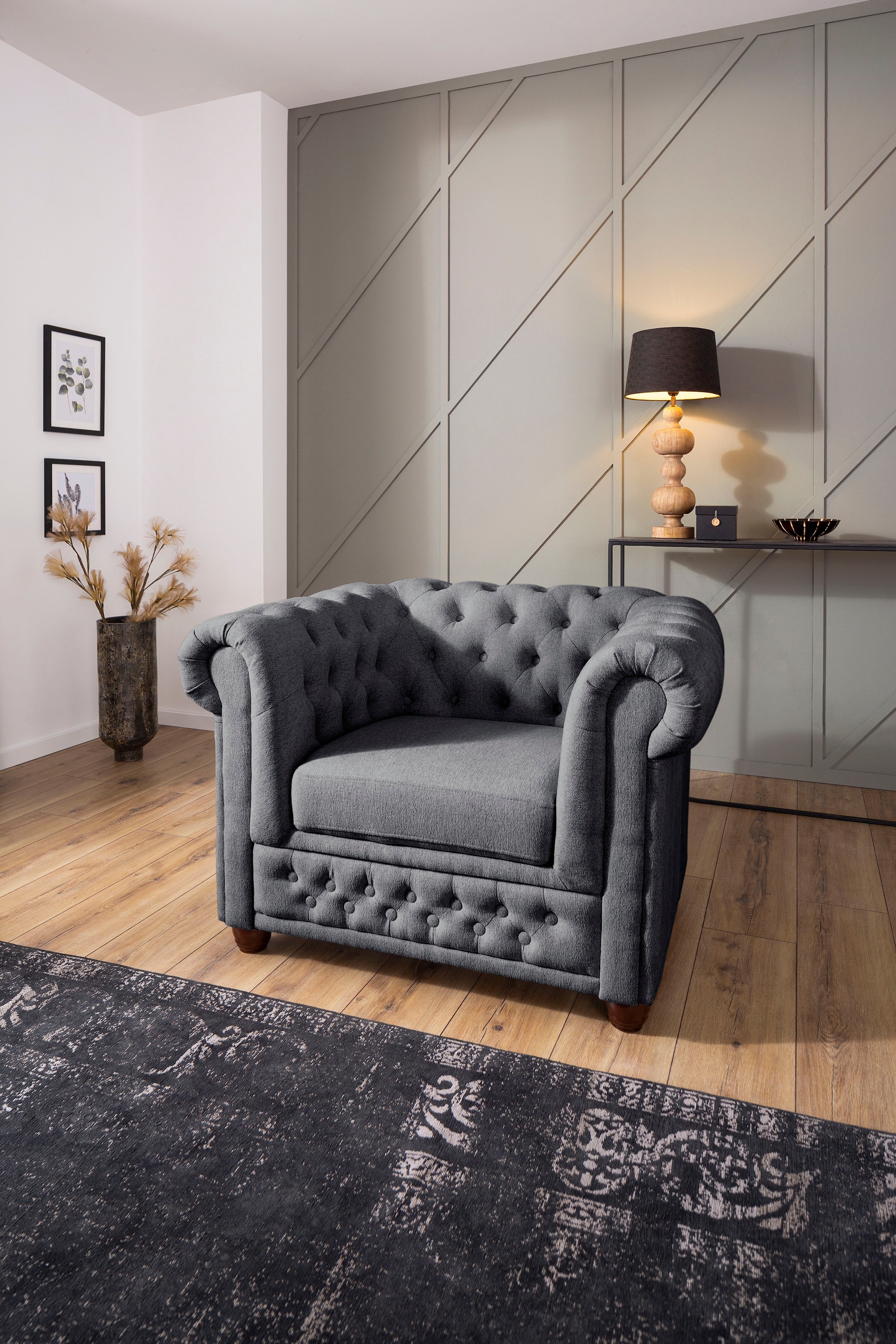 Home affaire Chesterfield-Sessel »New Castle Sessel«, hochwertige Knopfheft günstig online kaufen