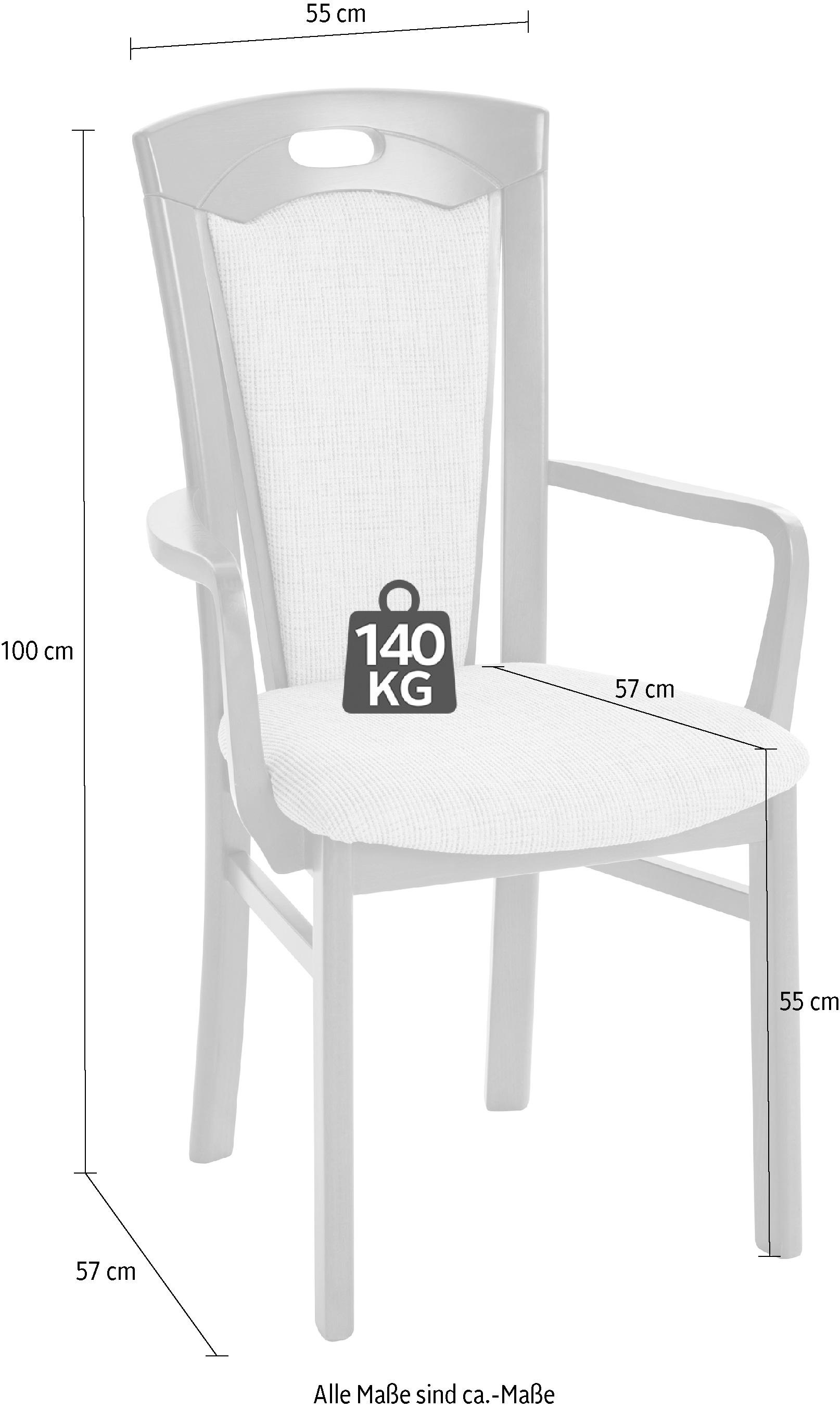 Home affaire Esszimmerstuhl »FERDI, Armlehnstuhl, Made in Italy, Massivholz«, Struktur, Bezug Feinstruktur (wasser-und fleckabweisend) oder Struktur