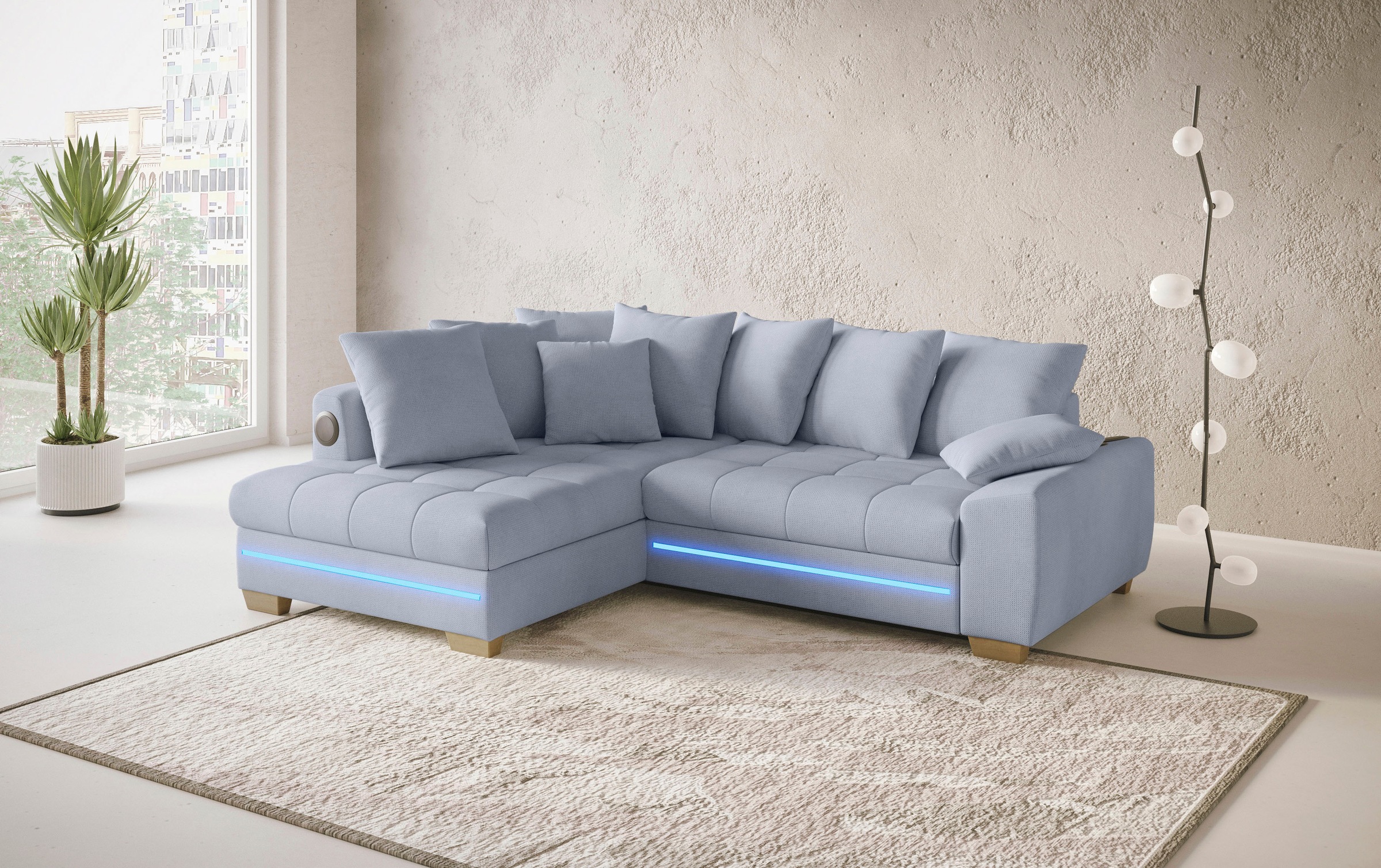 Mr. Couch Ecksofa »Nikita II, L-Form«, mit Kaltschaum, RGB-LED, Soundsystem günstig online kaufen
