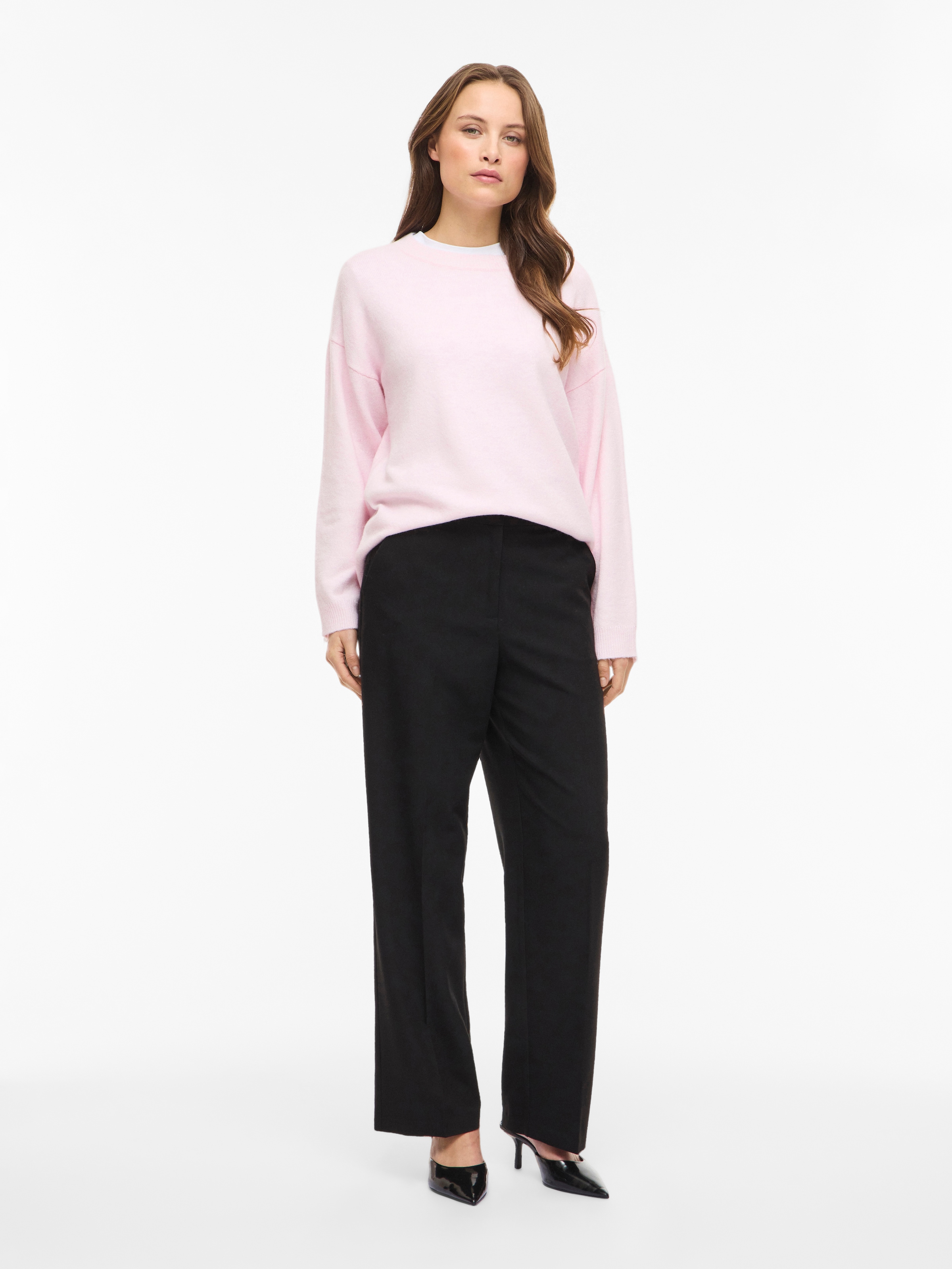 Vila Strickpullover »VILIGA L/S O-NECK KNIT TOP - NOOS« Materialmix, relaxed fit