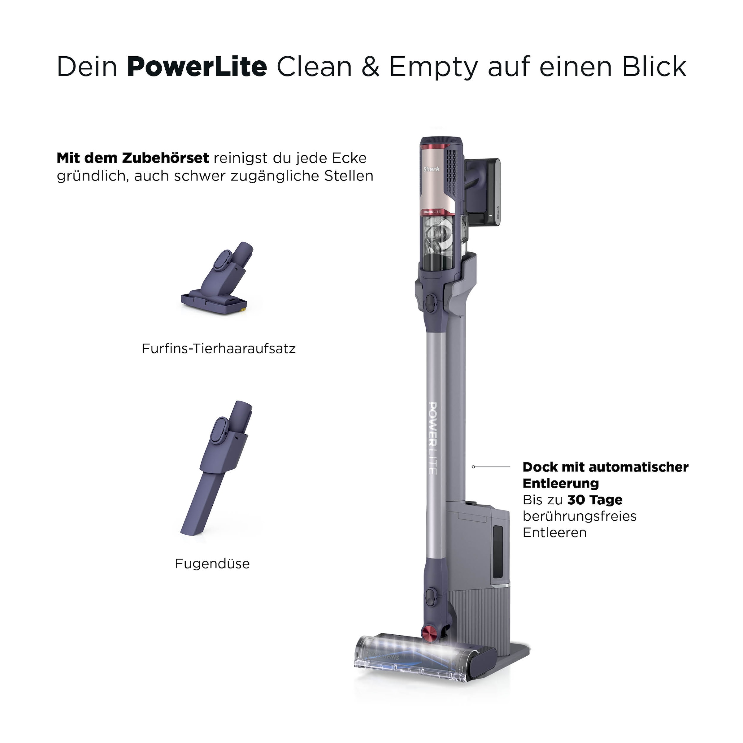 Shark Akku-Hand-und Stielstaubsauger »Shark PowerLite Clean & Empty, Akku-Staubsauger für Tierhaare«