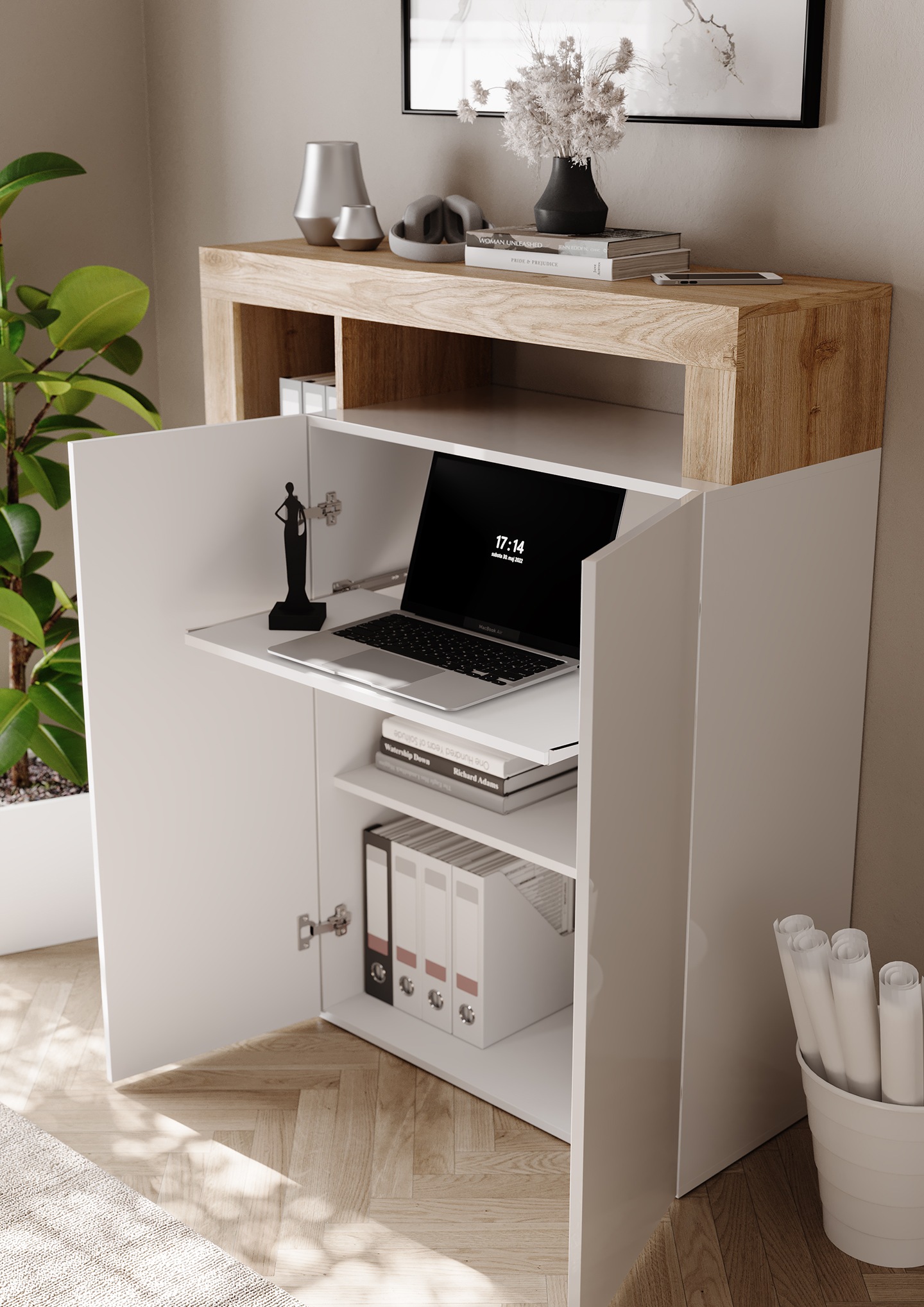 INOSIGN Sekretär »Hamburg Breite 108 cm, Höhe 126 cm, 2 Türen, PC-Schrank, günstig online kaufen