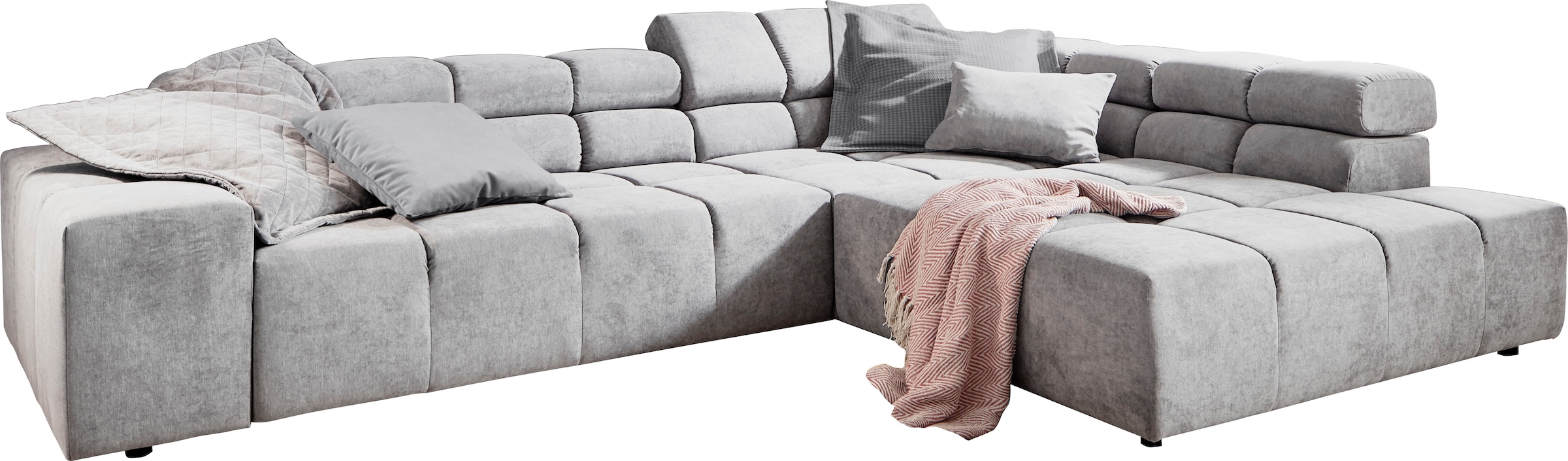 INOSIGN Ecksofa »Ancona incl. Kopfteilverstellung, OTTOs Choice, Breite 319cm, L-Form«, wahlweise motorische Sitztiefenverstellung, auch in Cord + Easy Care