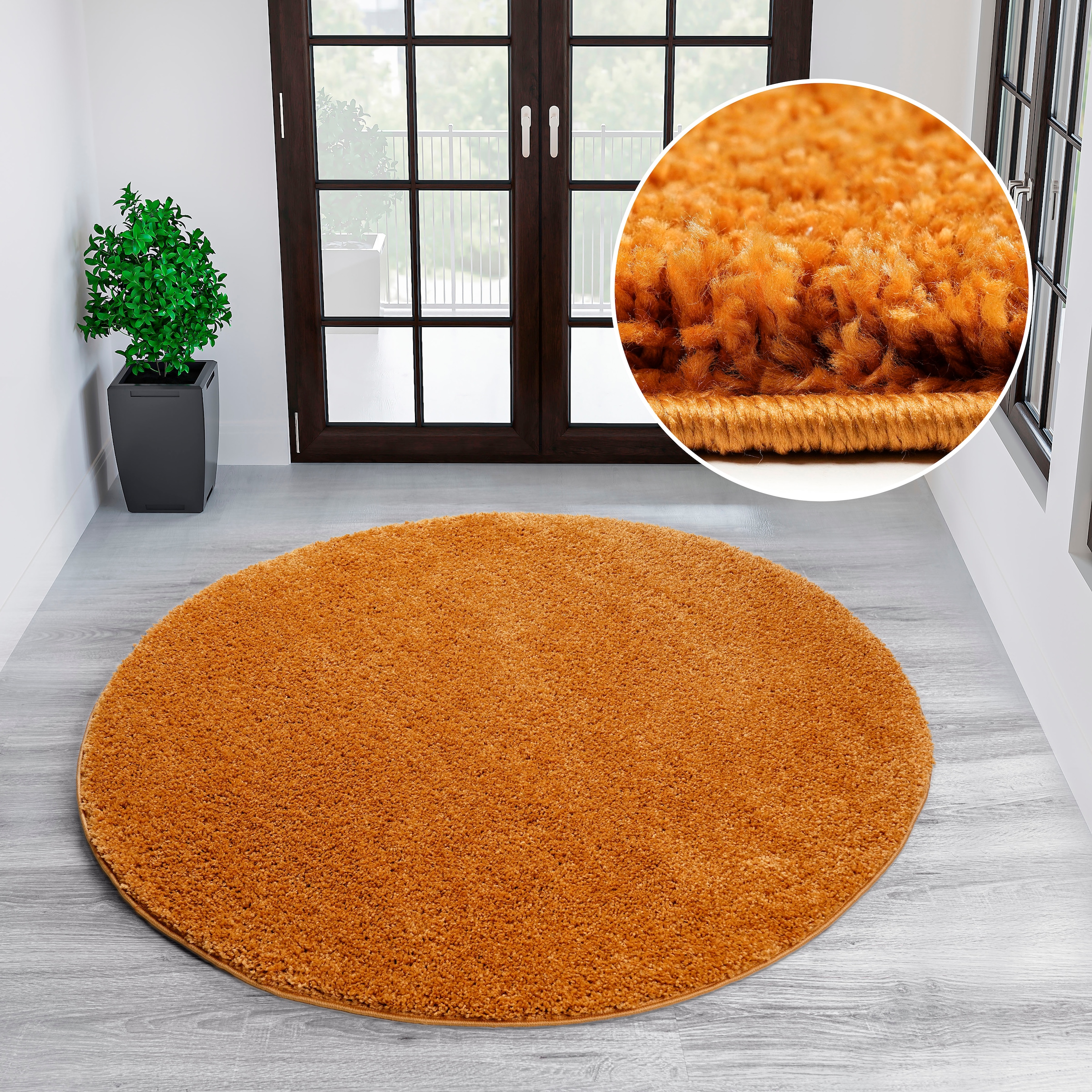 my home Teppich »Viva rund« rund 45 mm Höhe Uni-Farben, einfarbig, besonder günstig online kaufen