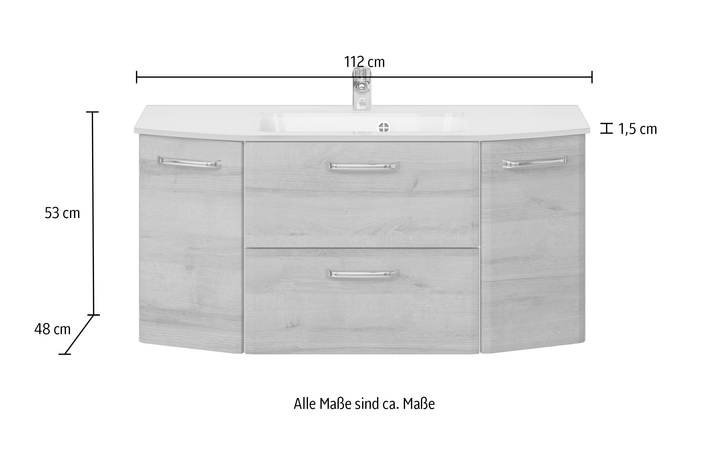Saphir Waschtisch »Quicket 318, mit Glasbecken, 112cm breit« 2 Stk. tlg.