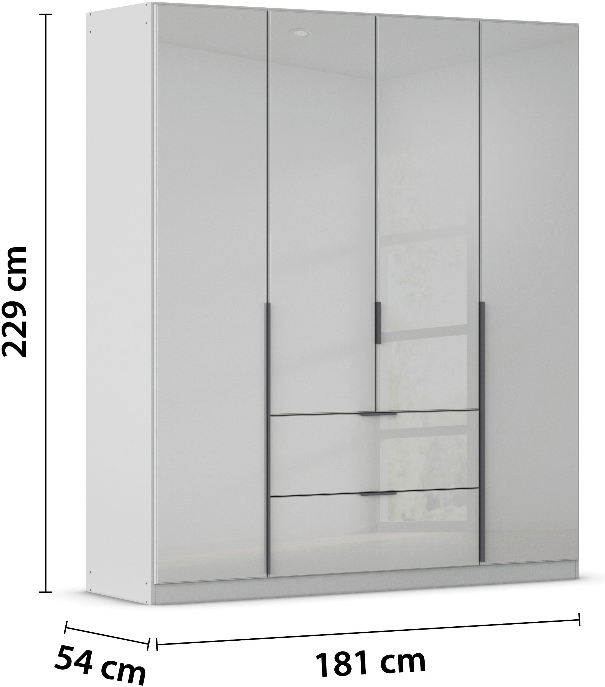 rauch Drehtürenschrank »Kleiderschrank Kleiderschränke Schrank Garderobe AGORDO mit Glasfront«, (in zwei Griff-Farben mit Glasfront), mit Außenschubkästen, in 6 Breiten und 2 Höhen MADE IN GERMANY