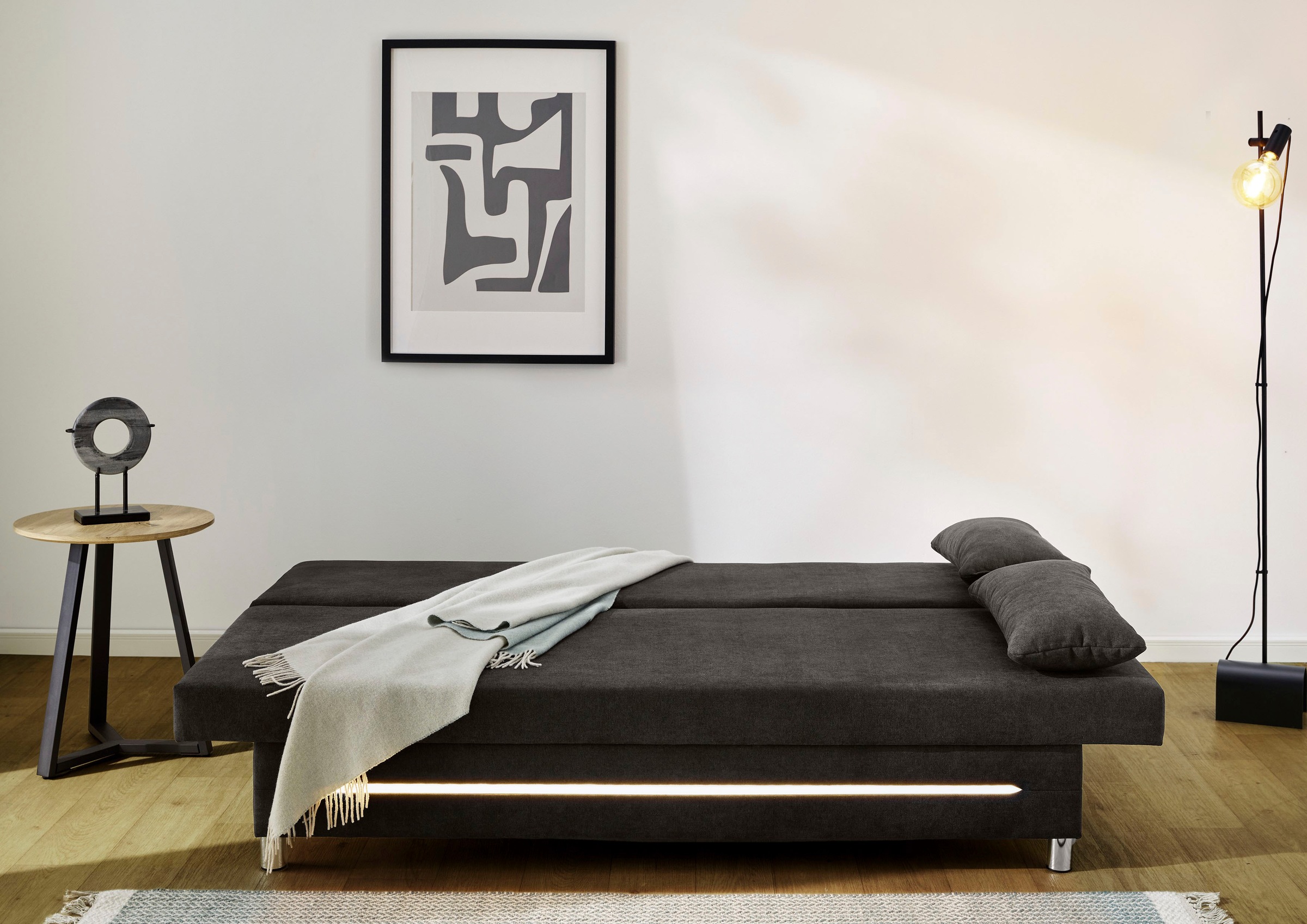 Jockenhöfer Gruppe Schlafsofa »Sunrise, mit dimmbarer LED-Beleuchtung«, Gästebettfunktion, Stauraum/Bettkasten, mit Kissen