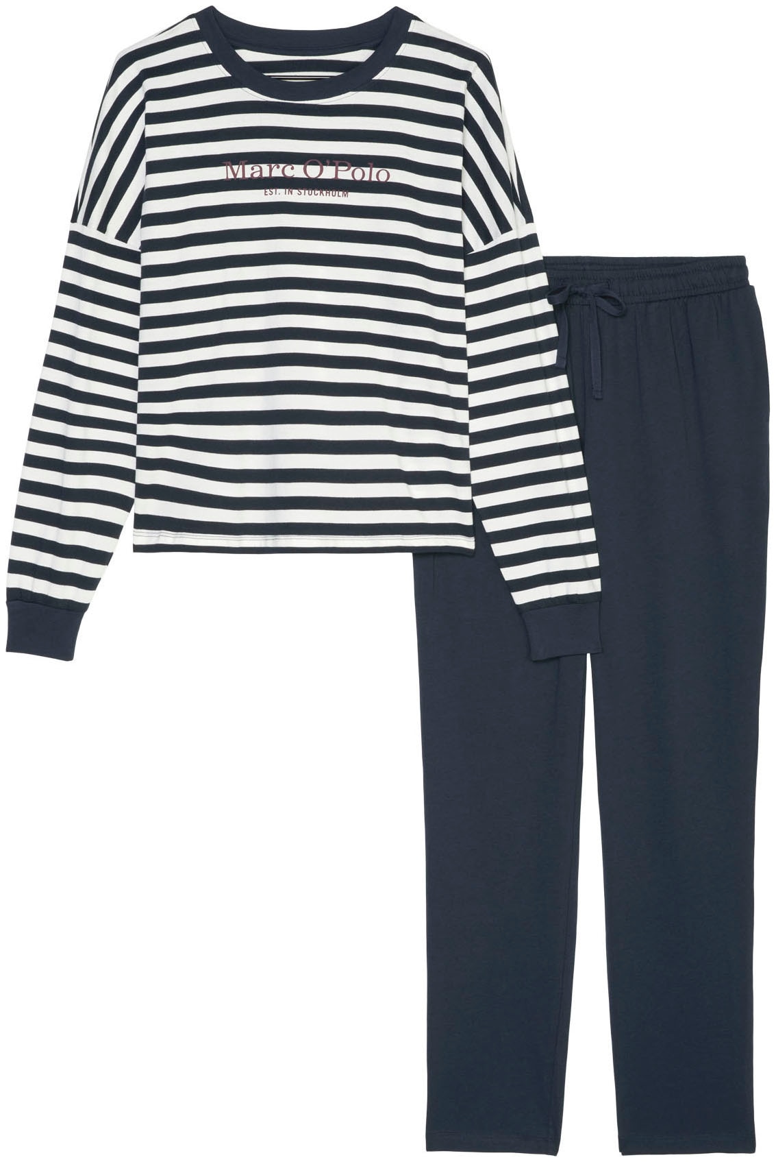 Marc O'Polo Pyjama »Mix & Match Cotton-Woven«, (Set, 2 tlg.), mit Logoschriftzug auf der Brust