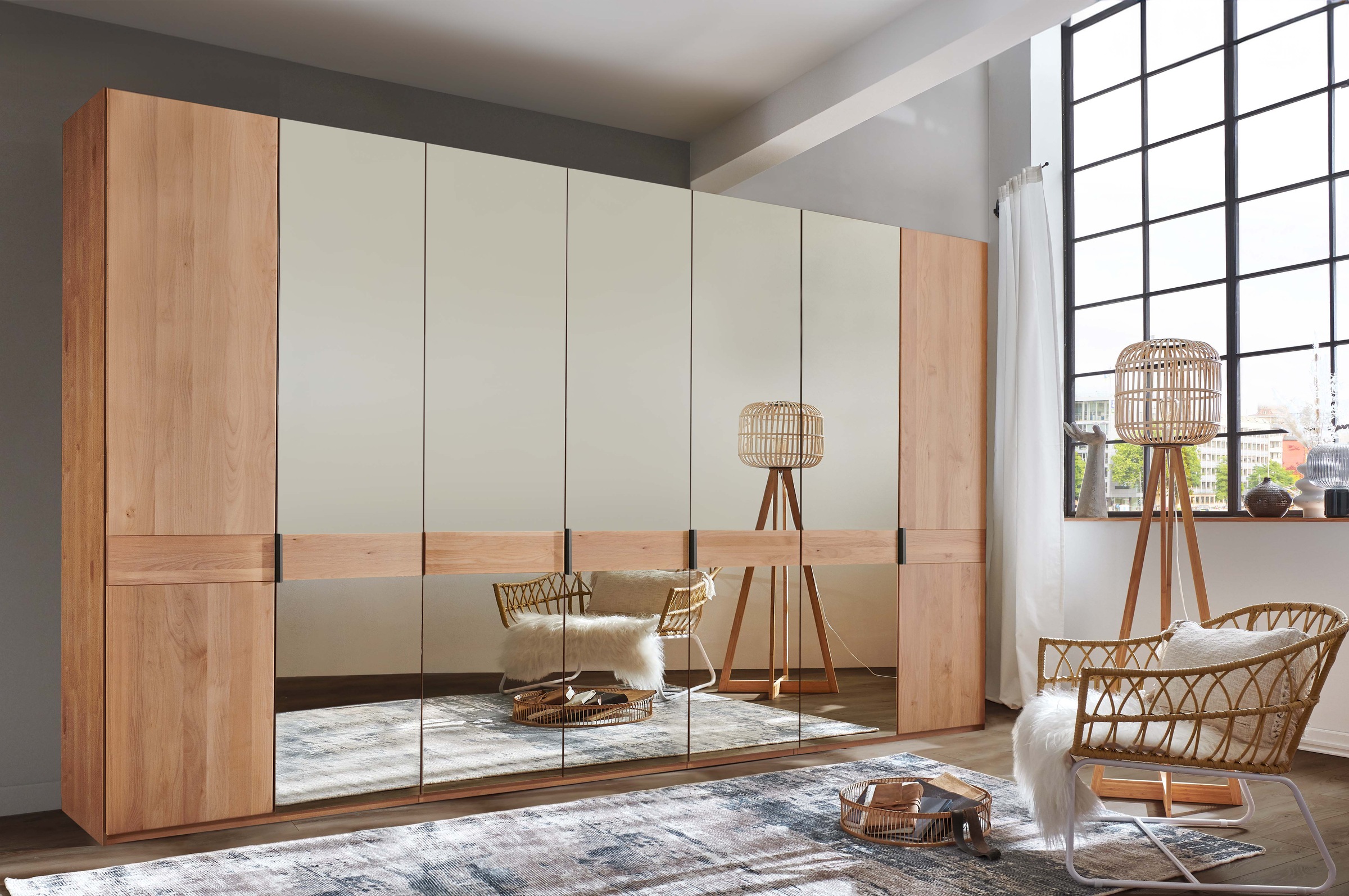 WIEMANN Kleiderschrank "Cardiff, Massivholztüren in Kombination mit Glas- o günstig online kaufen