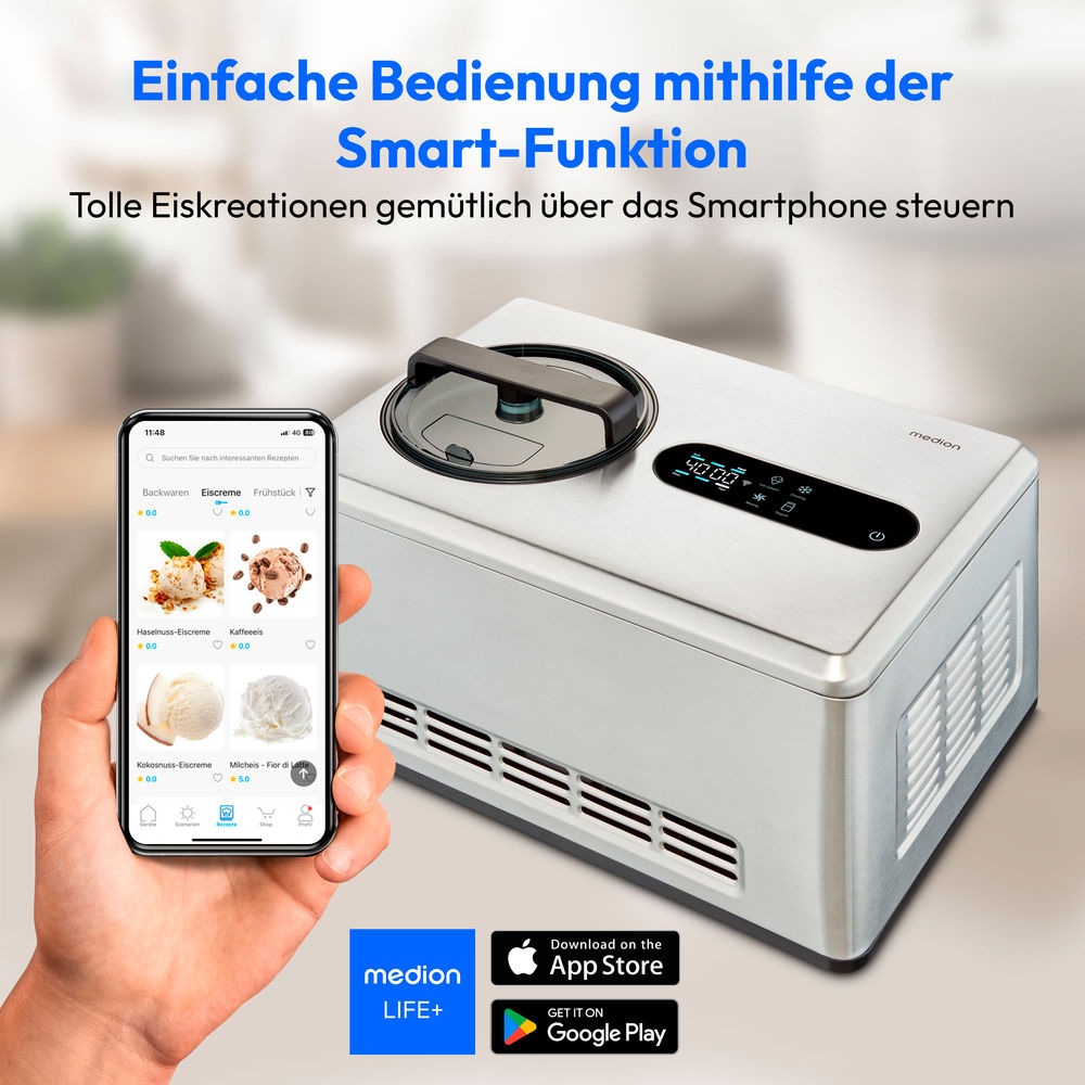 Medion® Eismaschine »MD 12170«, 220 W, Smartphonesteuerung, 2 Liter, heraus günstig online kaufen