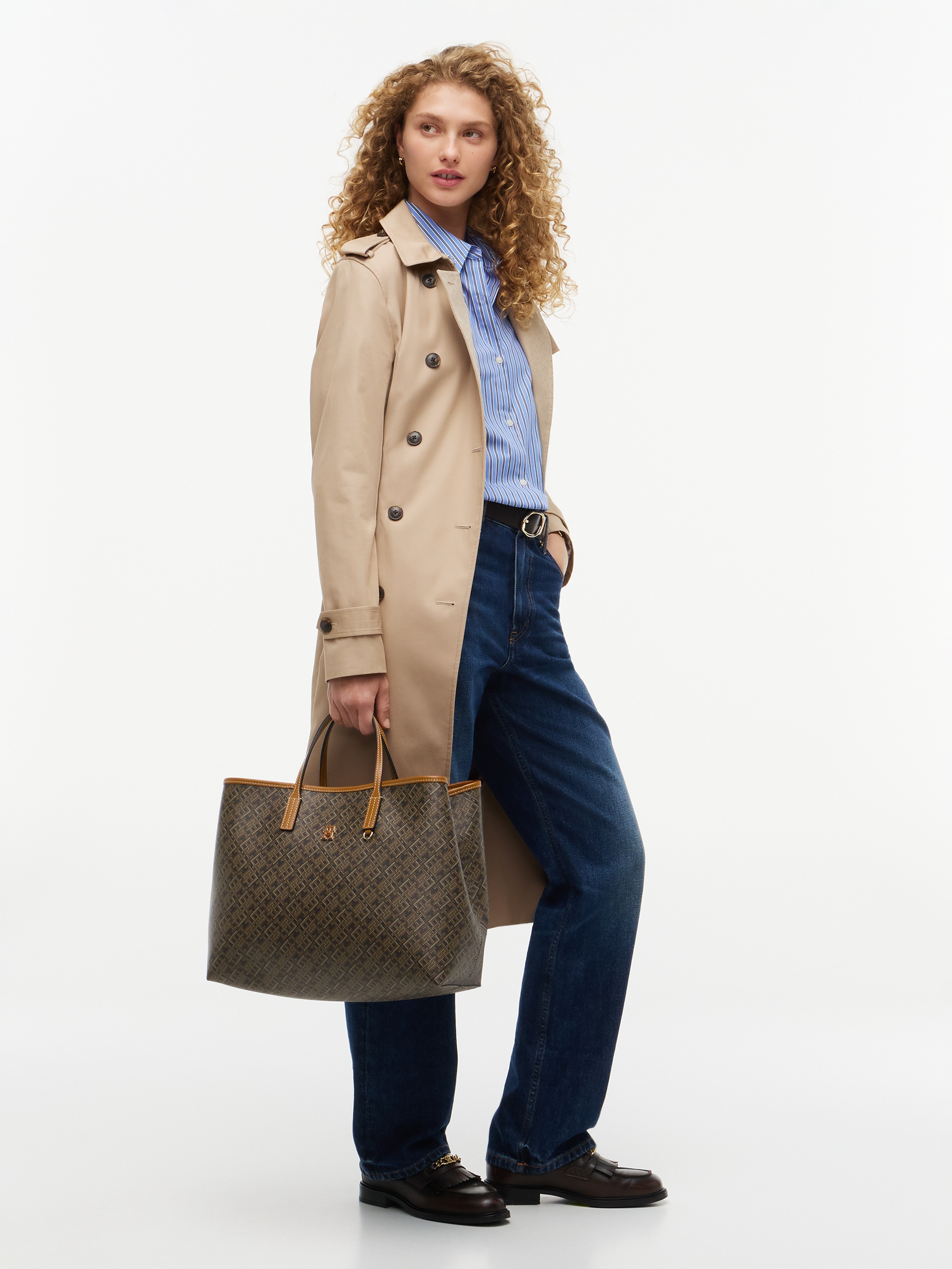 Tommy Hilfiger Handtasche »TH MONOPLAY SATCHEL« Damen Umhängetasche, Schultertasche mit Allover-TH-Logoprint