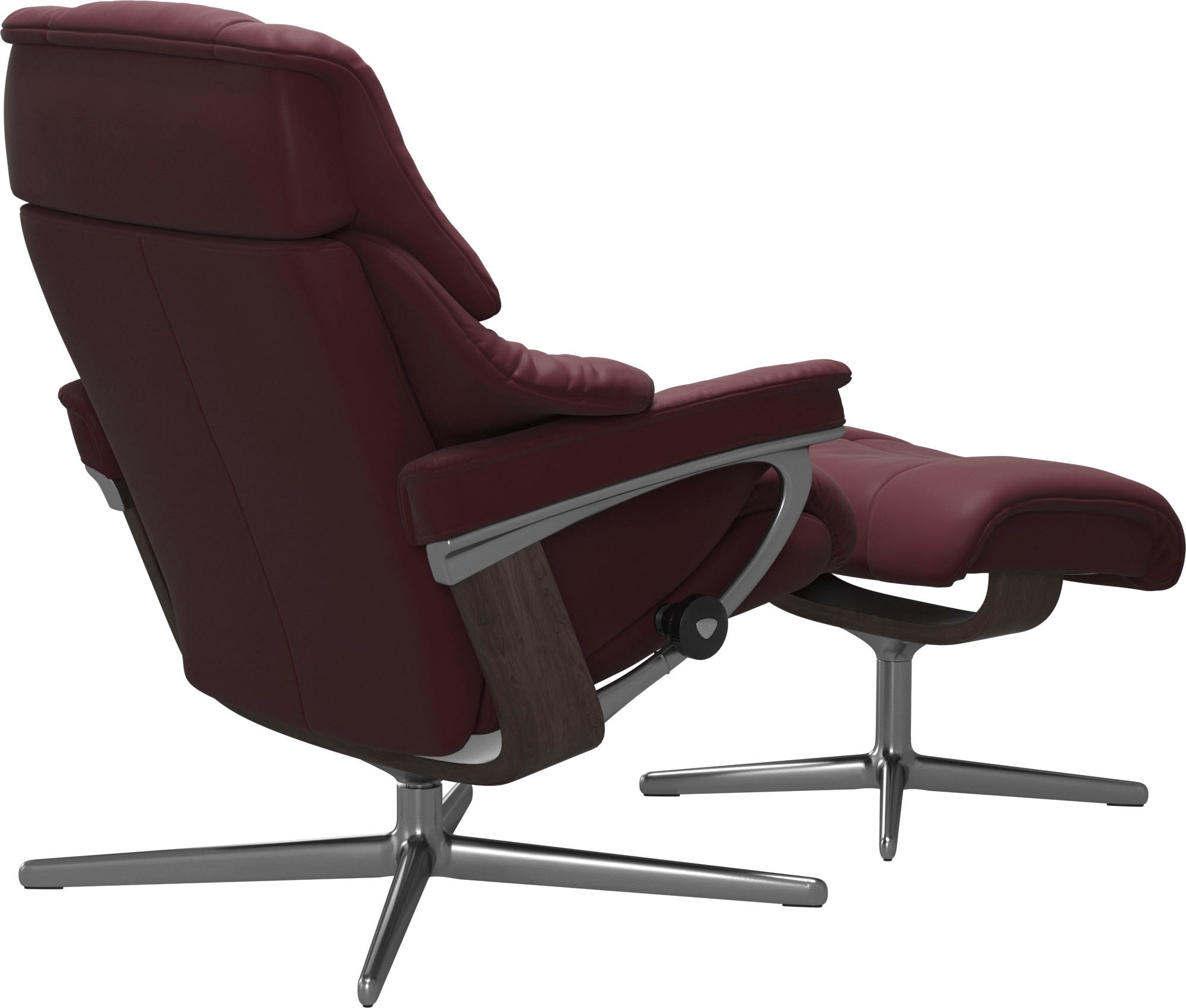 Stressless® Relaxsessel »Reno«, (Set, Relaxsessel mit Hocker), mit Hocker, mit Cross Base, Größe S, M & L, Holzakzent Wenge