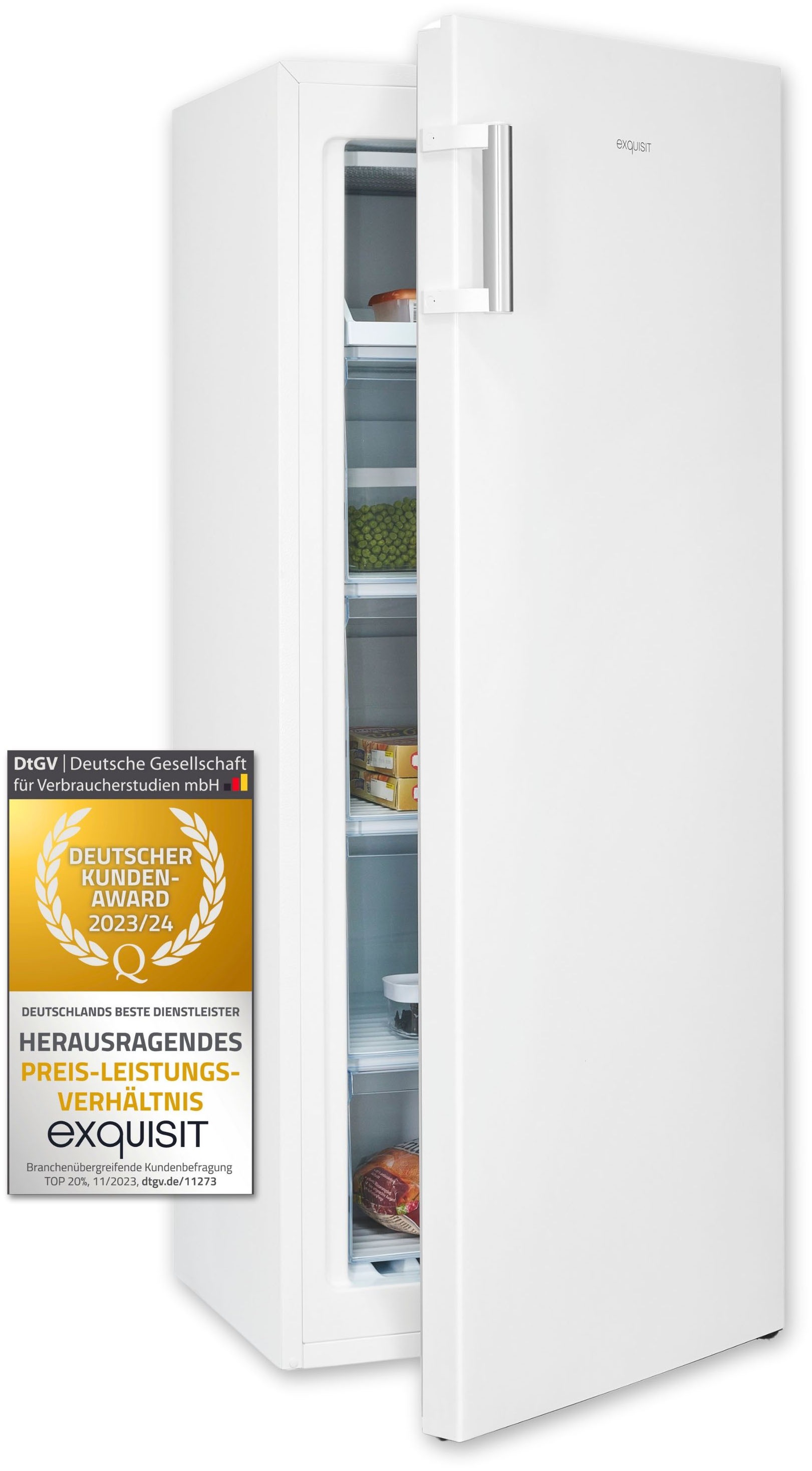 exquisit Gefrierschrank »GS230-H-010E« 143,4 cm hoch 55 cm breit 4*-Gefrierschrank  mit praktischem Griff – leicht & bequem zu öffnen