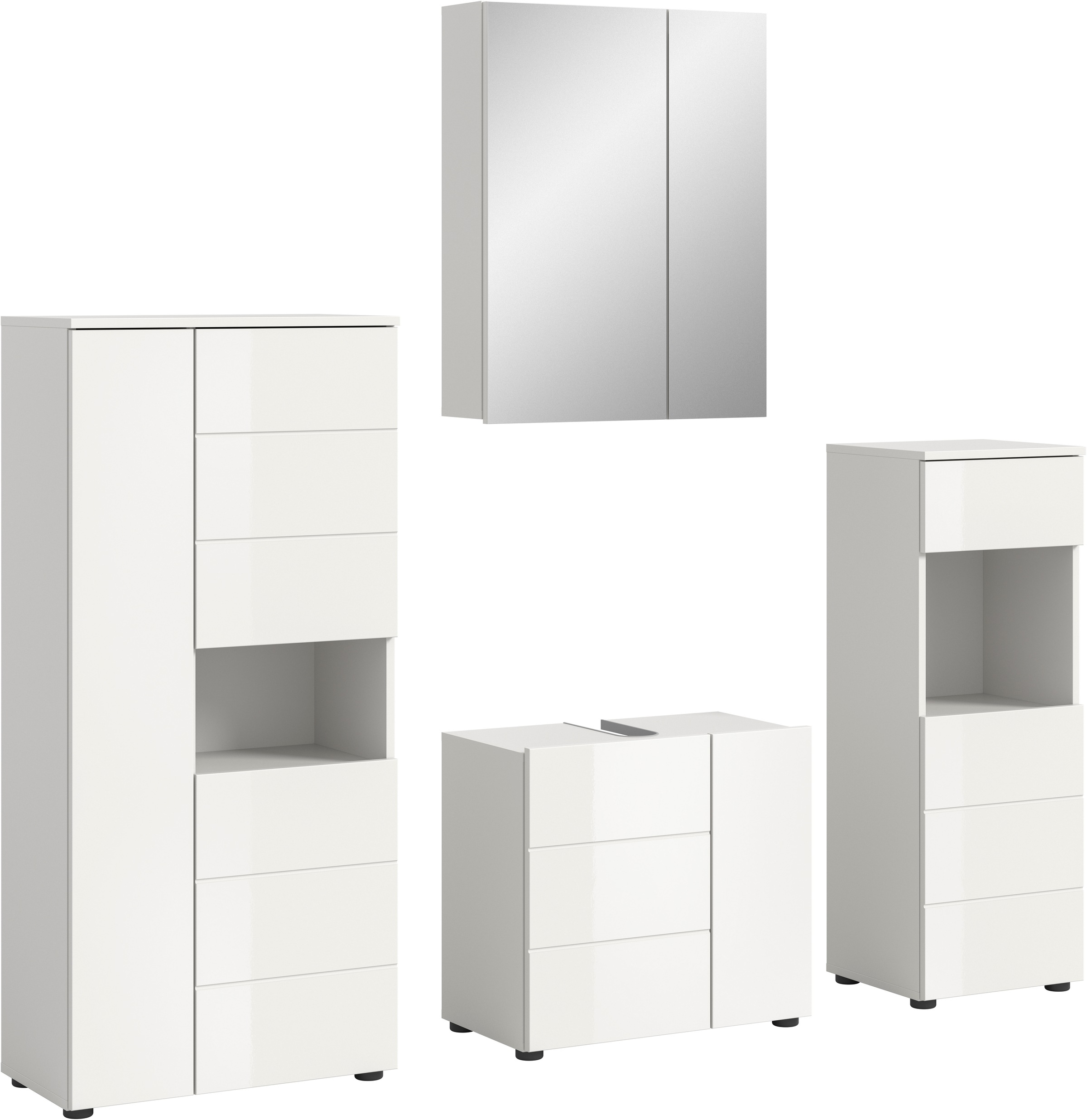 welltime Badmöbel-Set »Biel, Höhe 190 cm, Midischrank, Unterschrank, Spiege günstig online kaufen