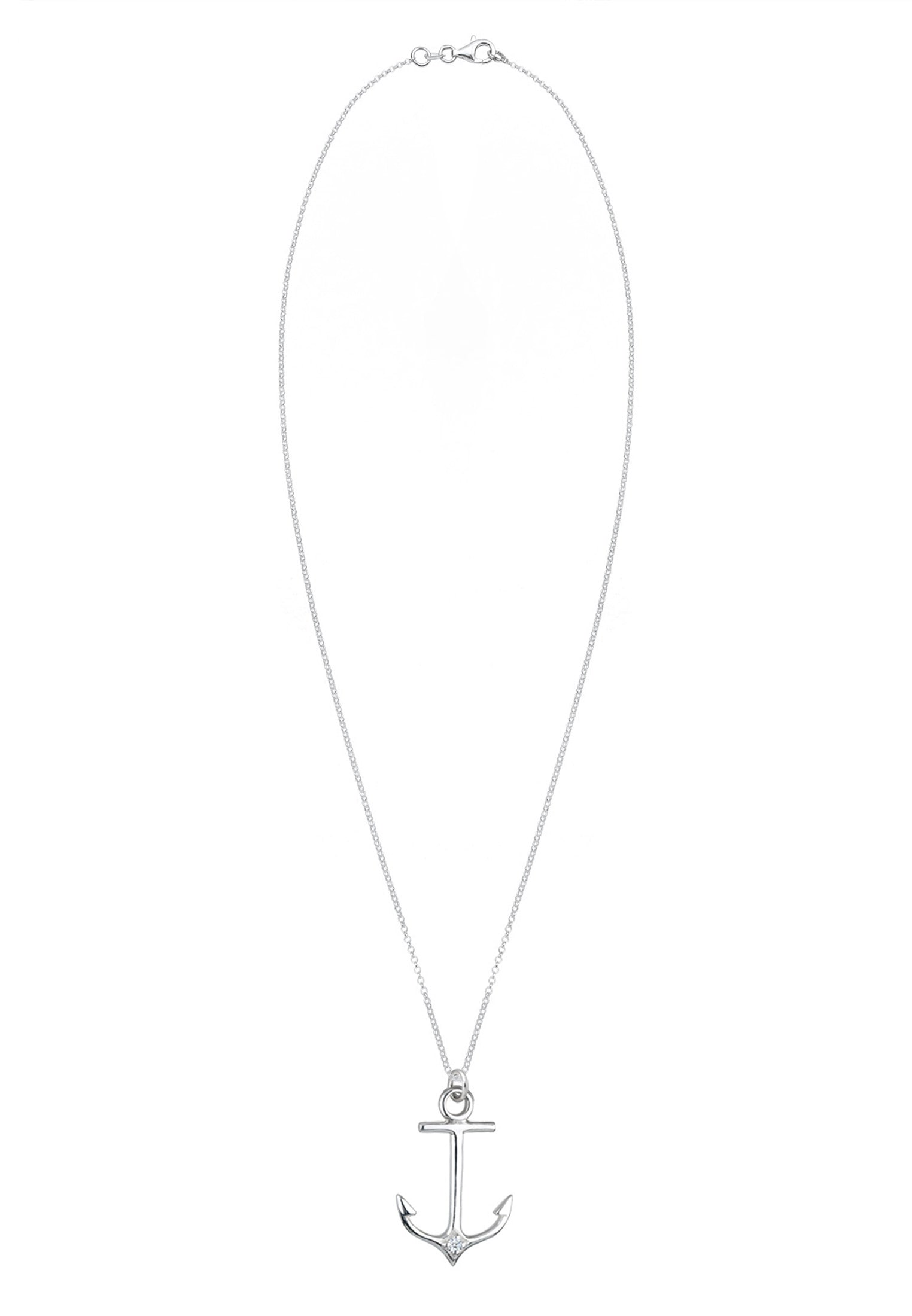 Elli DIAMONDS Collierkettchen »Anker Diamant Weiß (0.03ct) 925 Sterling Silber«