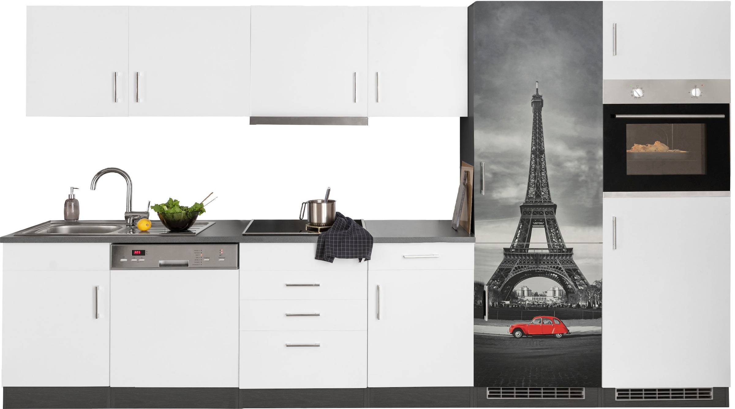 HELD MÖBEL Küchenzeile »Paris«, mit E-Geräten, Breite 340 cm, mit großer Kü günstig online kaufen