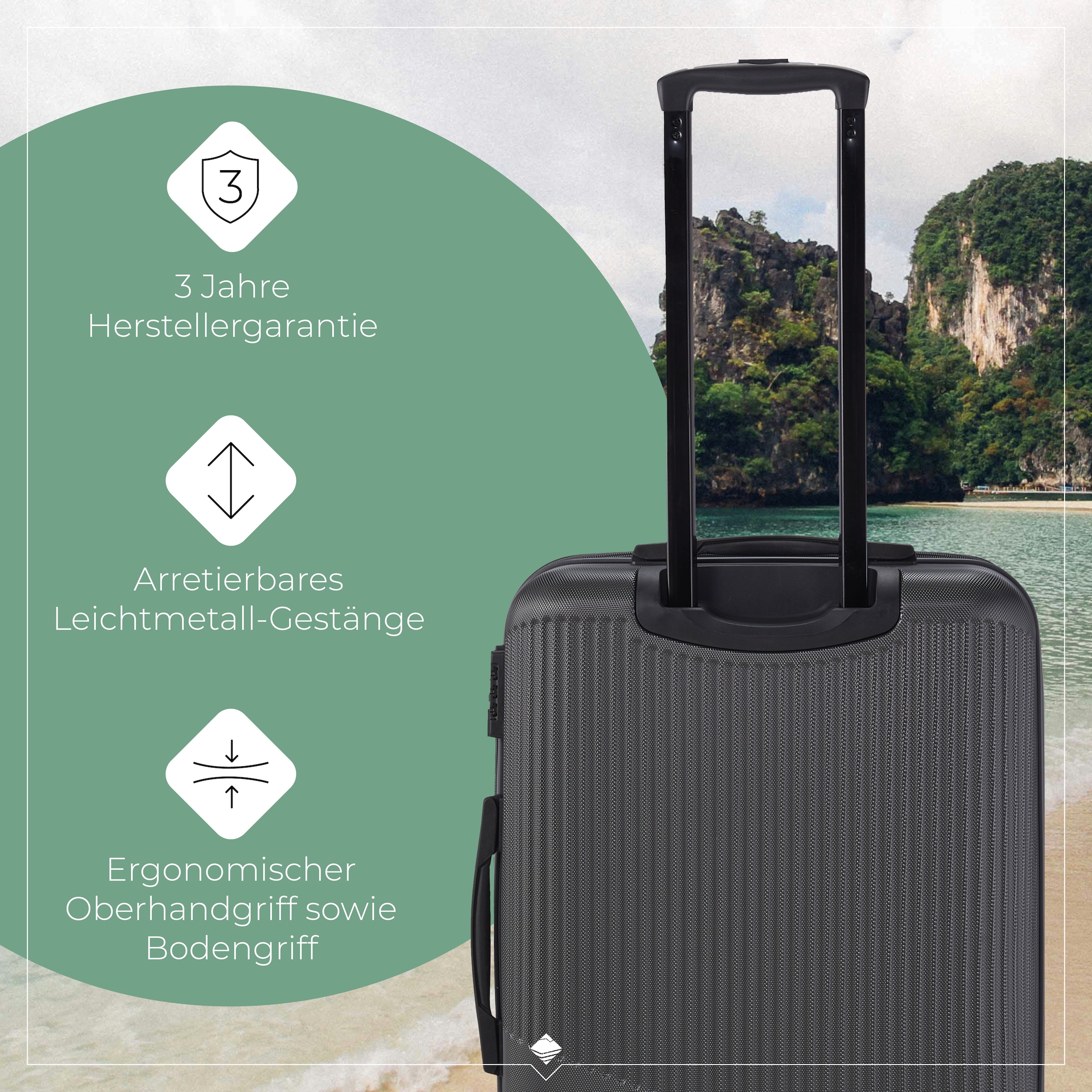 travelite Trolleyset »BALI 4w L/M/S«, (Set, 3 tlg., Hartschalen Trolley Set), Kofferset Reisegepäck Reisekoffer Hartschallenkoffer TSA Schloss