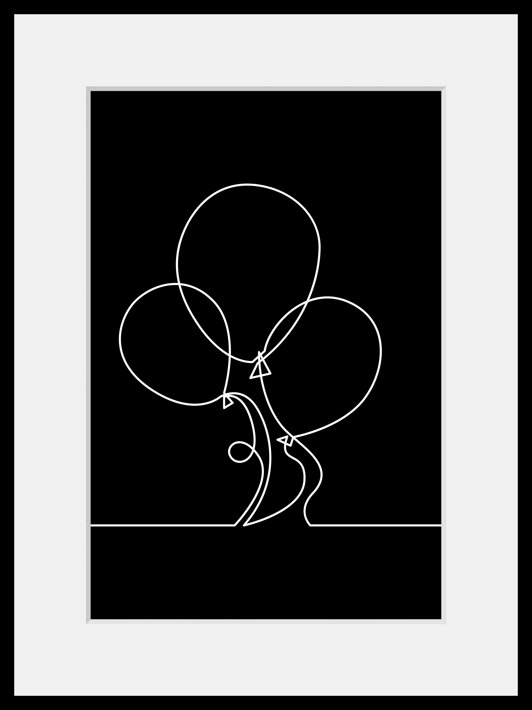 queence Bild »Henry«, Schwarz-Weiß-Kunst-Modern-Luftballon, (1 St.), HD Premium Poster-Druck inkl. Holzrahmen