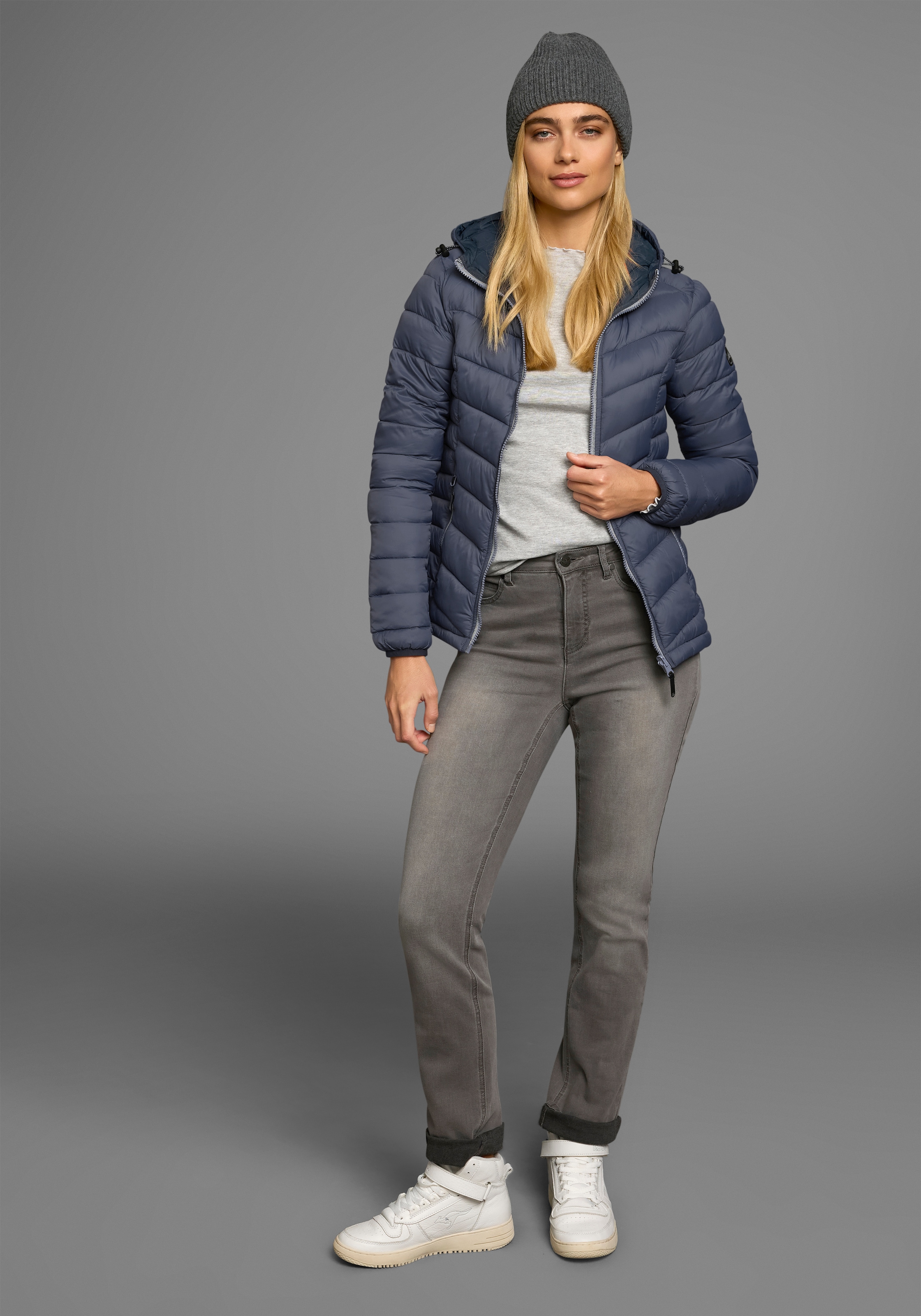 Polarino Steppjacke mit Kapuze Übergangsjacke für kühle Tage,  aus leichtem Webmaterial