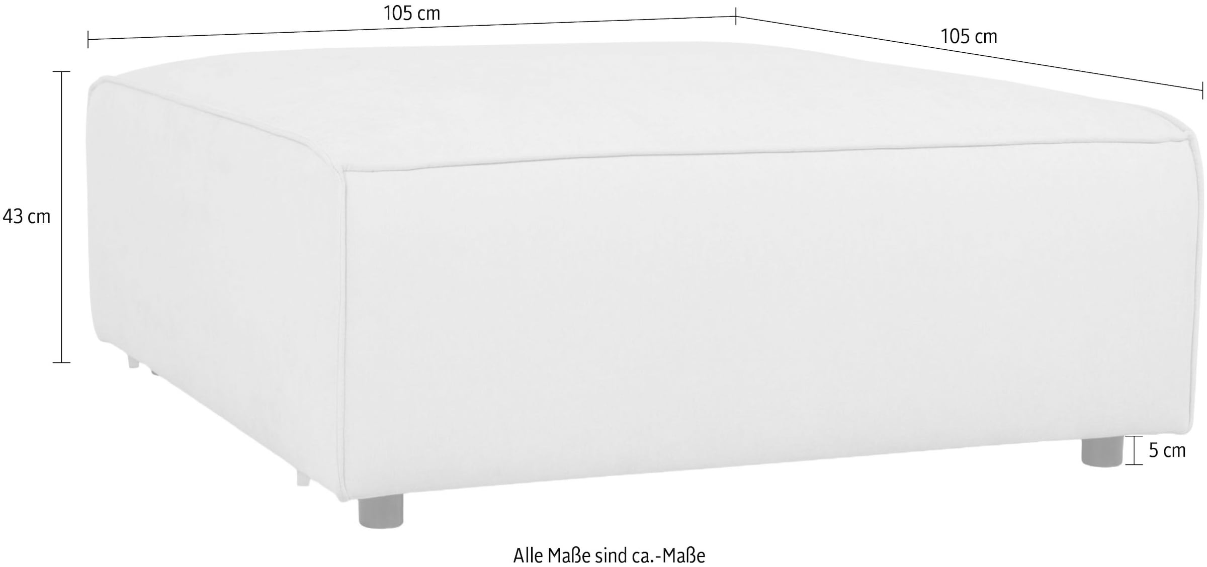 OTTO home Polsterhocker »Jorrena, extra weicher Chenille-Stoff« Praktische Ergänzung, 105x105 cm, mit Wellenunterfederung