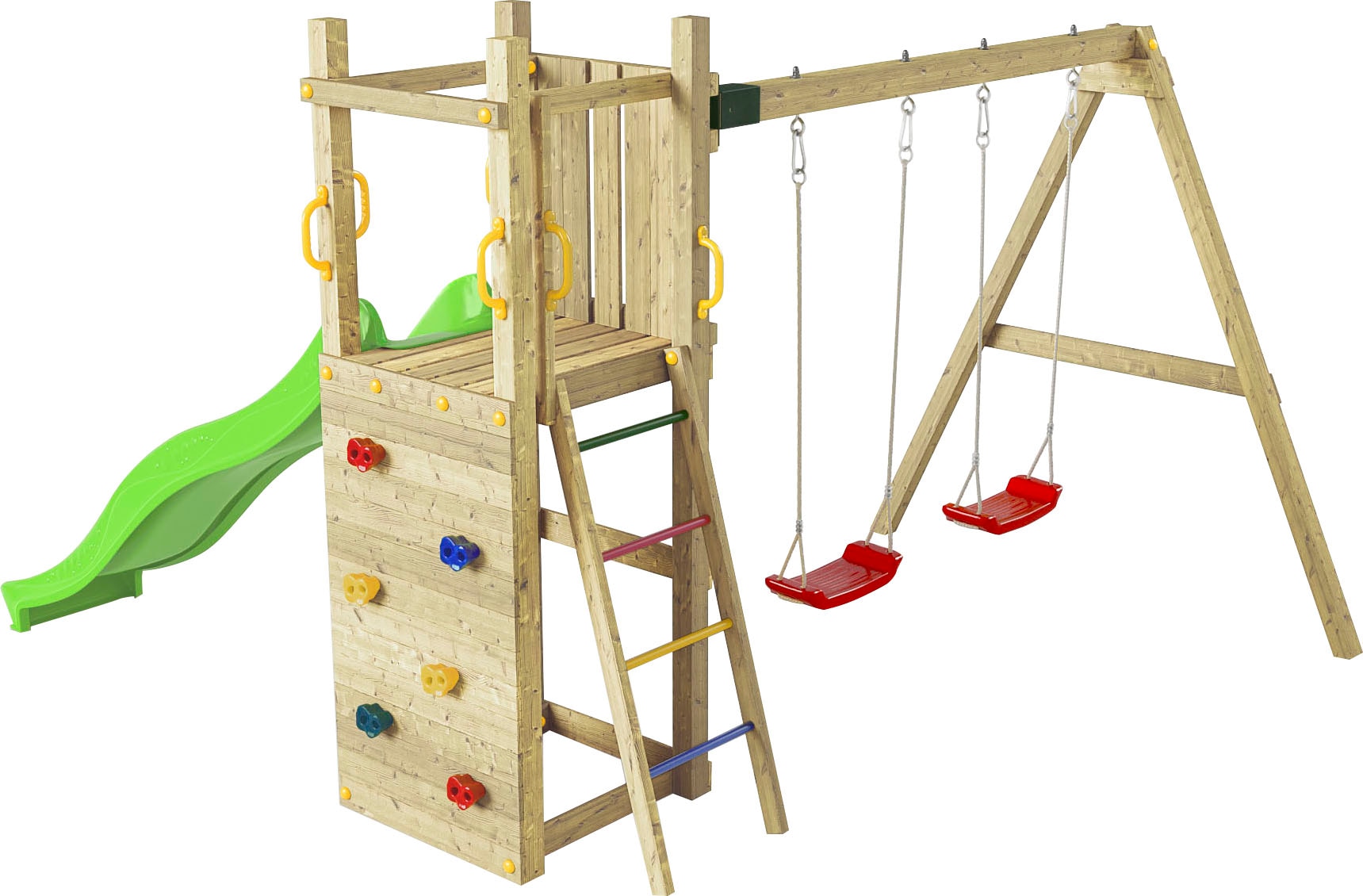 FUNGOO Spielturm »FUNNY3 mit Doppelschaukel«, mit Schaukel & Rutsche