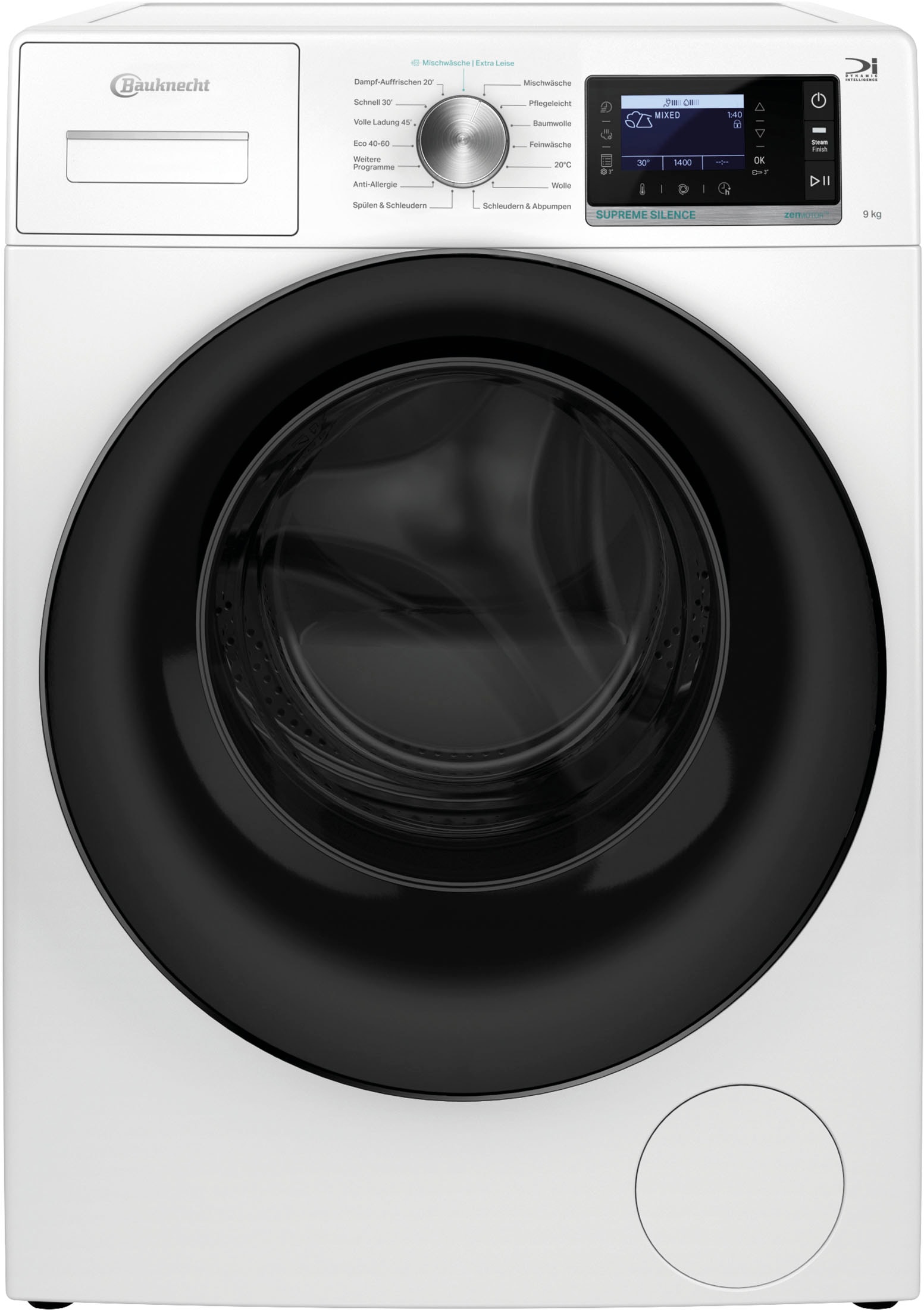 BAUKNECHT Waschmaschine »B6R 98E SILENCE DE«, 9 kg, 1400 U/min, Dampfprogramm, besonders leise, Vollwasserschutz