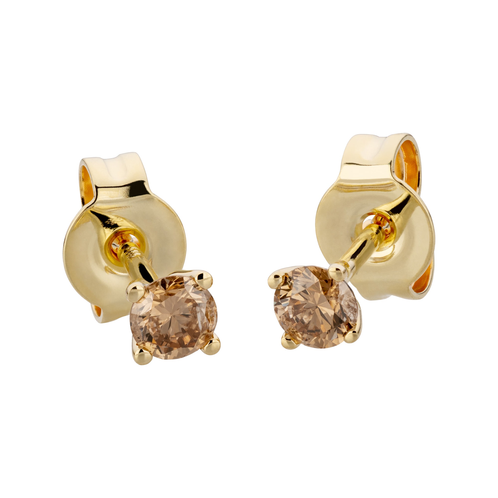 Orolino Paar Ohrstecker »585/- Gelbgold 2 Brill. 0,25 ct. braun«
