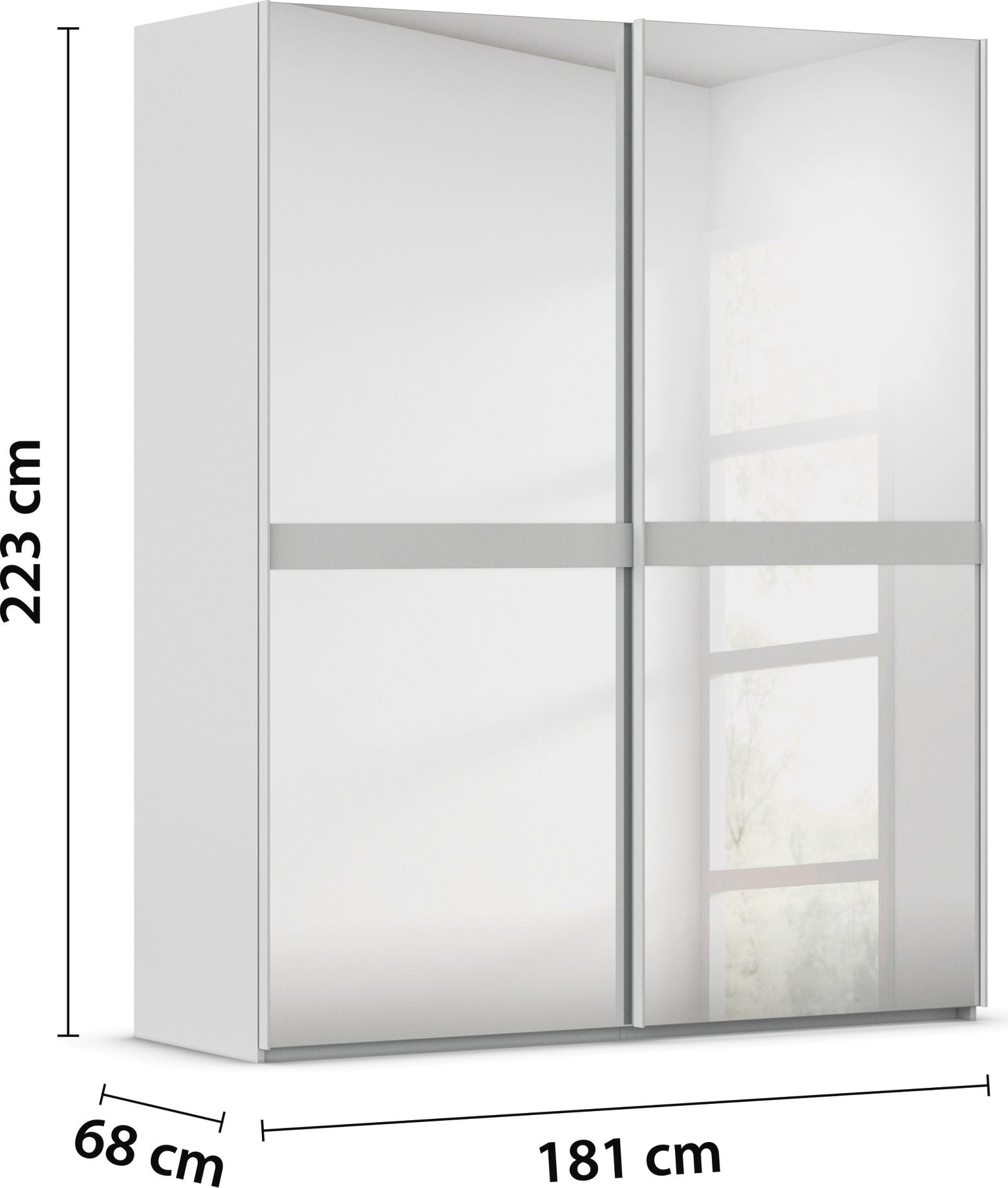 rauch Schwebetürenschrank »Kleiderschrank Schrank Garderobe Schlafzimmerschrank SCALE-LINE« edle Optik mit Bauchbinde in Korpusfarbe Spiegelfront MADE IN GERMANY